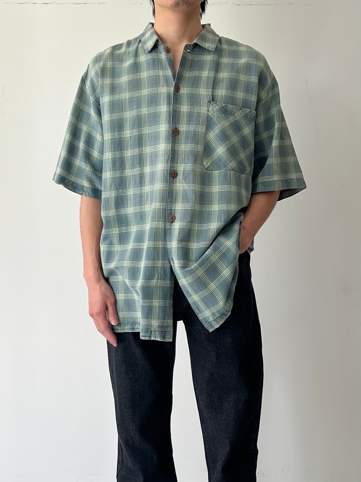 90's BUGLE BOY open collar shirt