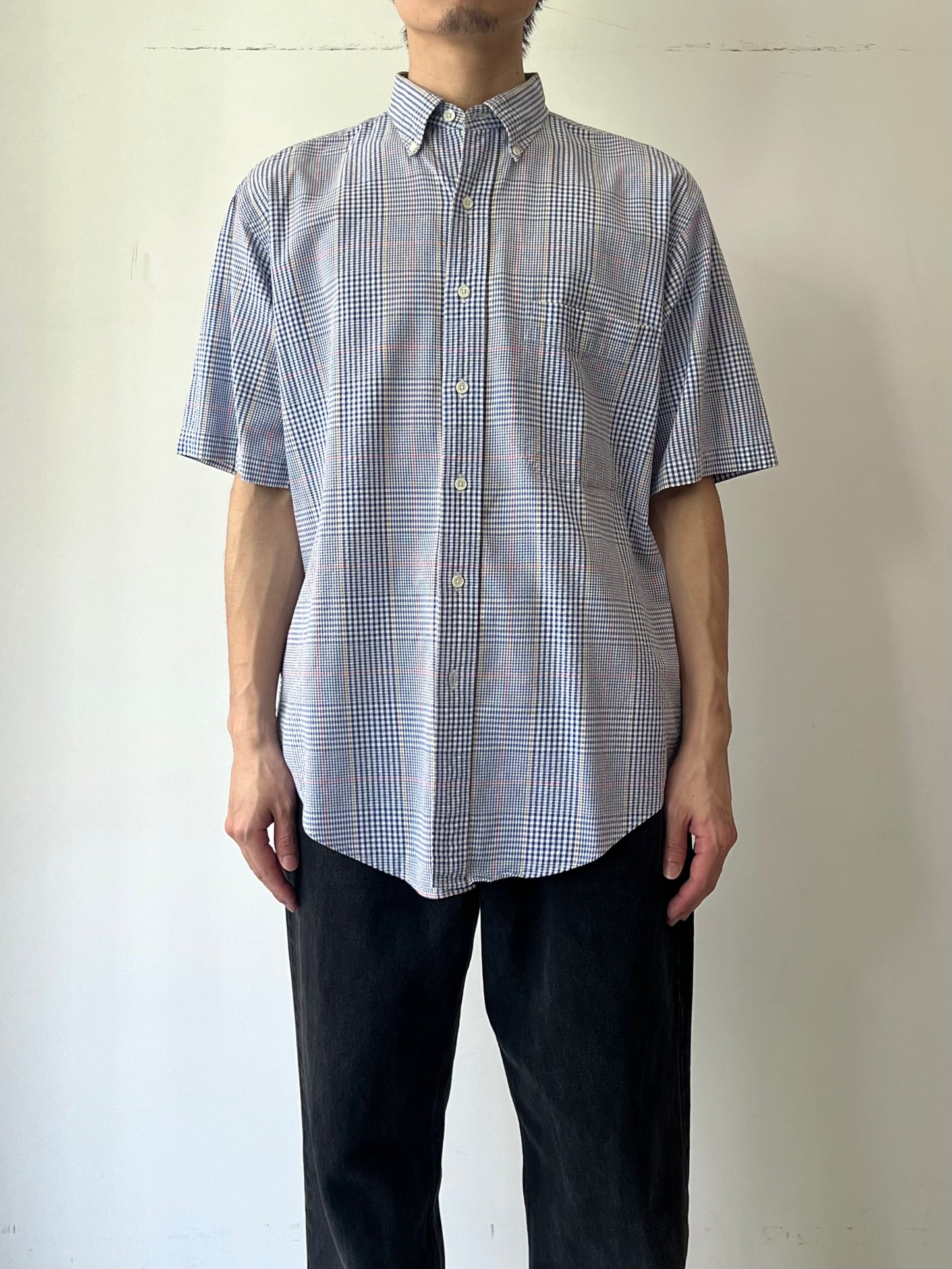 90's LANDS' END S/S seersucker shirt