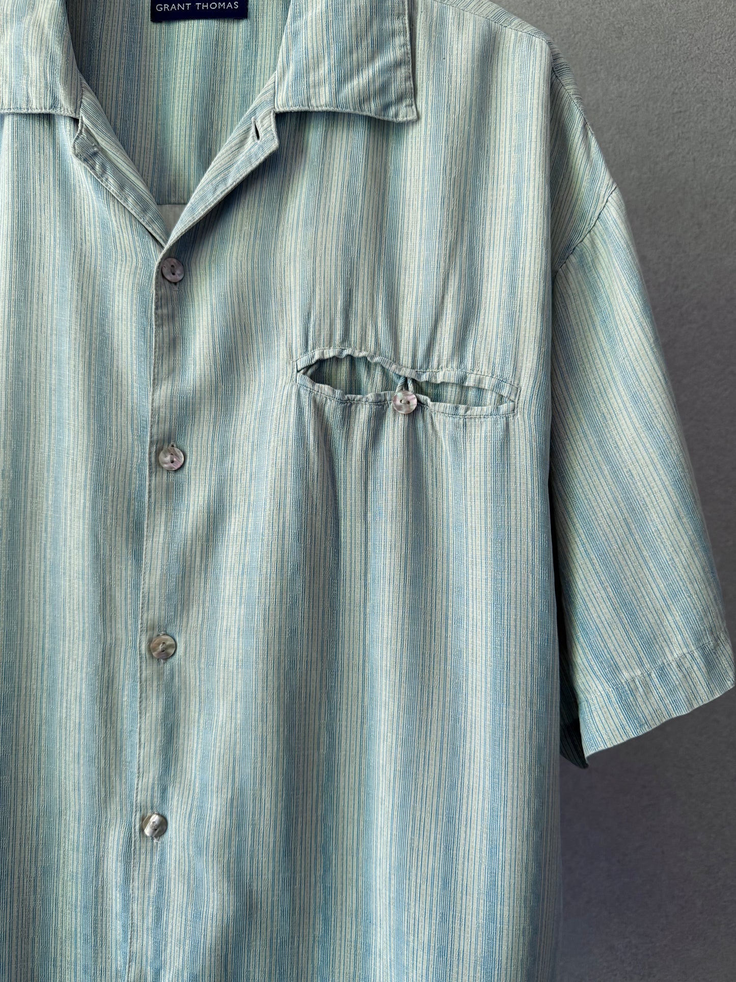 00's GRANT THOMAS silk open collar shirt