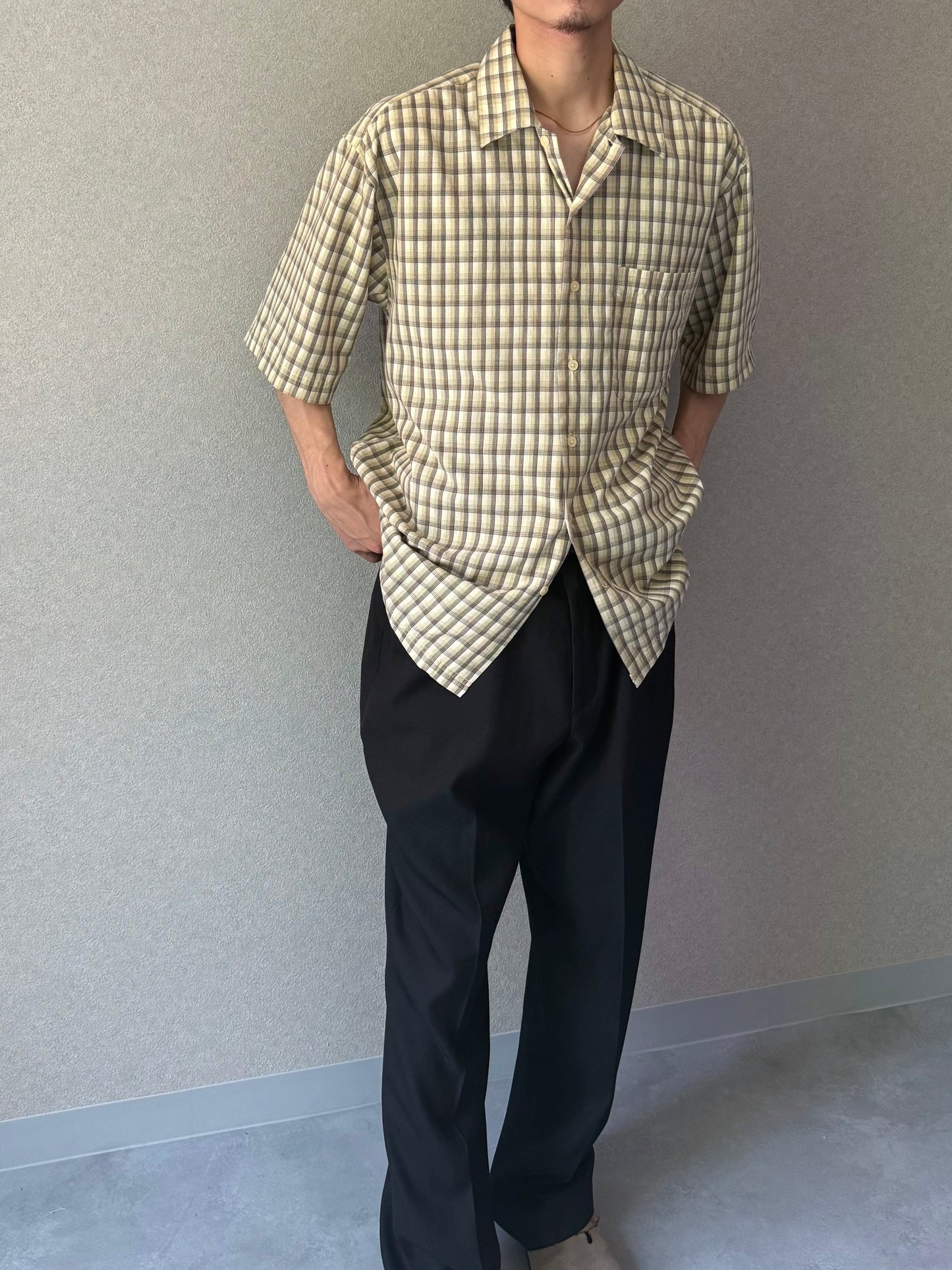00's HAGGAR rayon open collar shirt