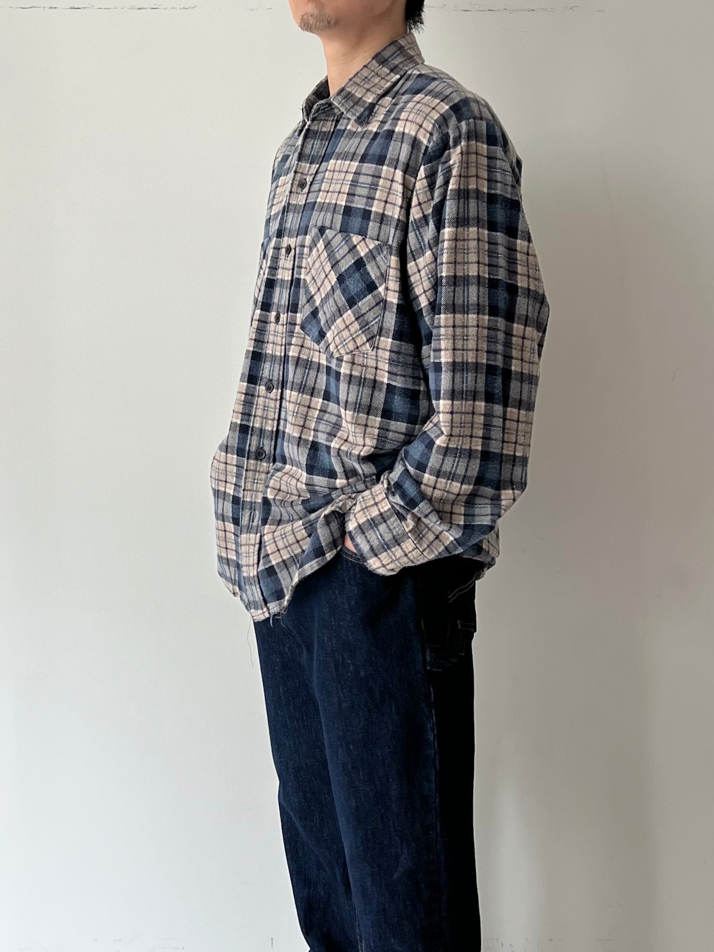 80's SAUGATUCK print flannel shirt