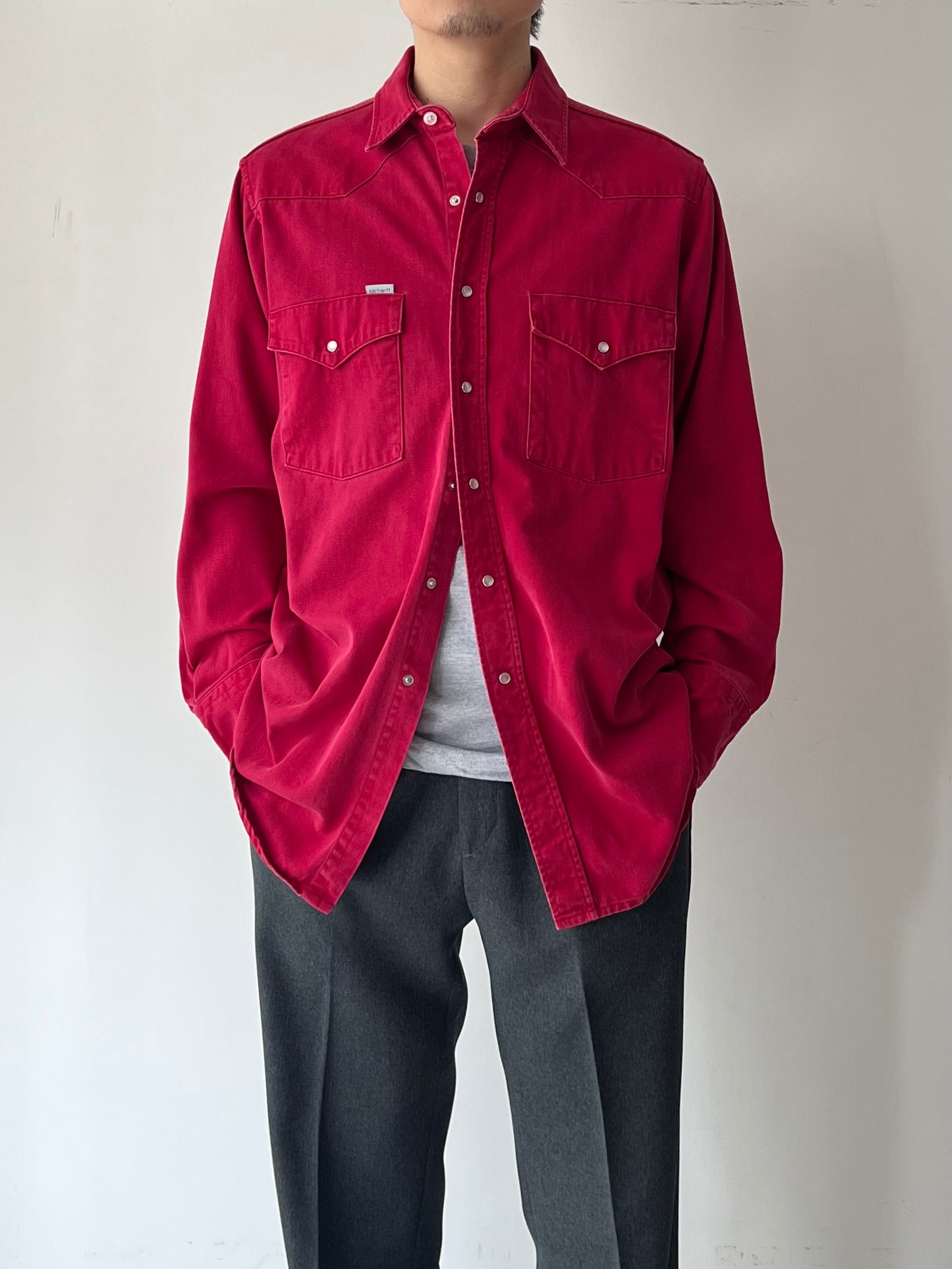 80's carhartt denim western shirt