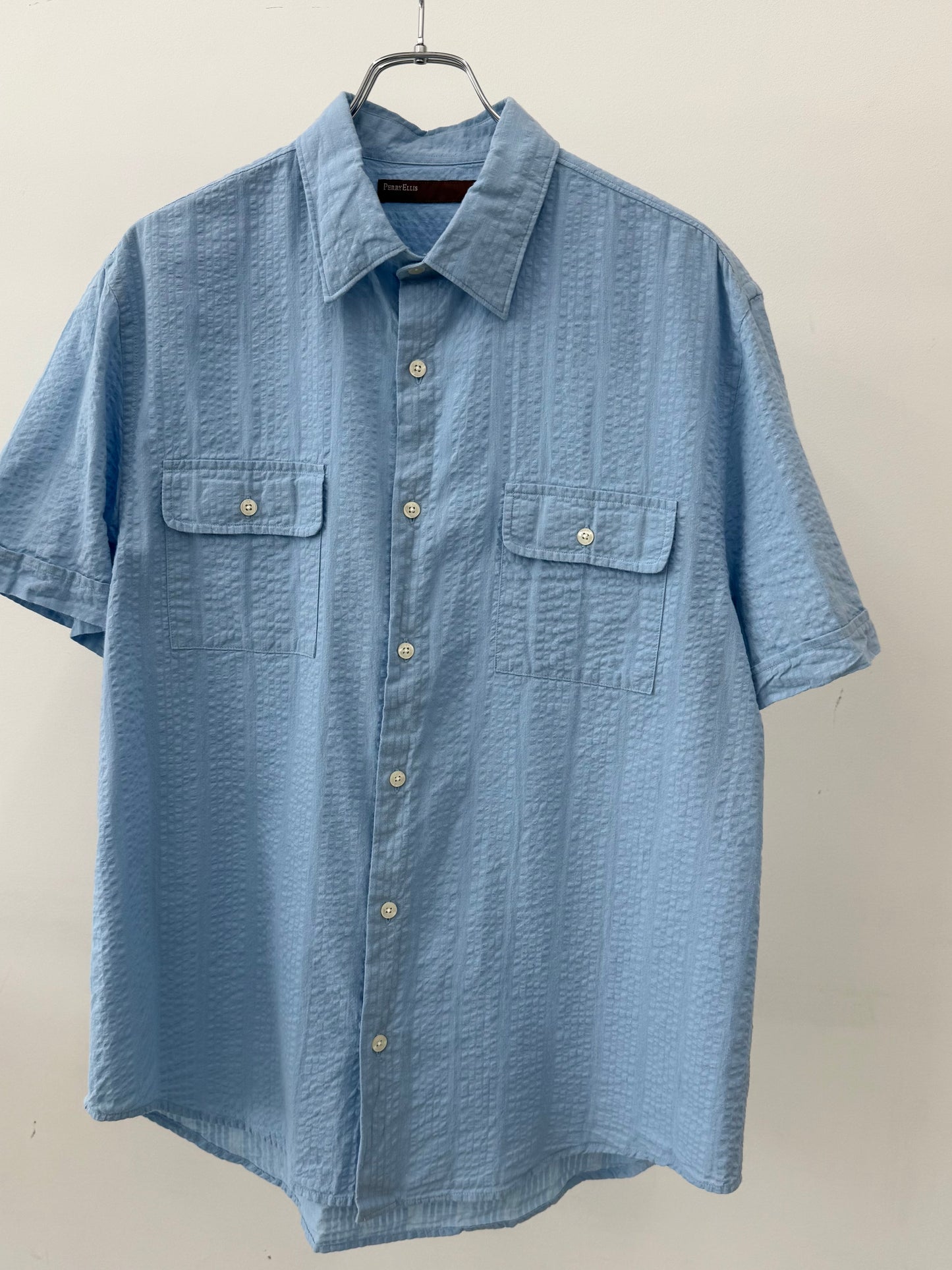 00's PERRY ELLIS seersucker shirt