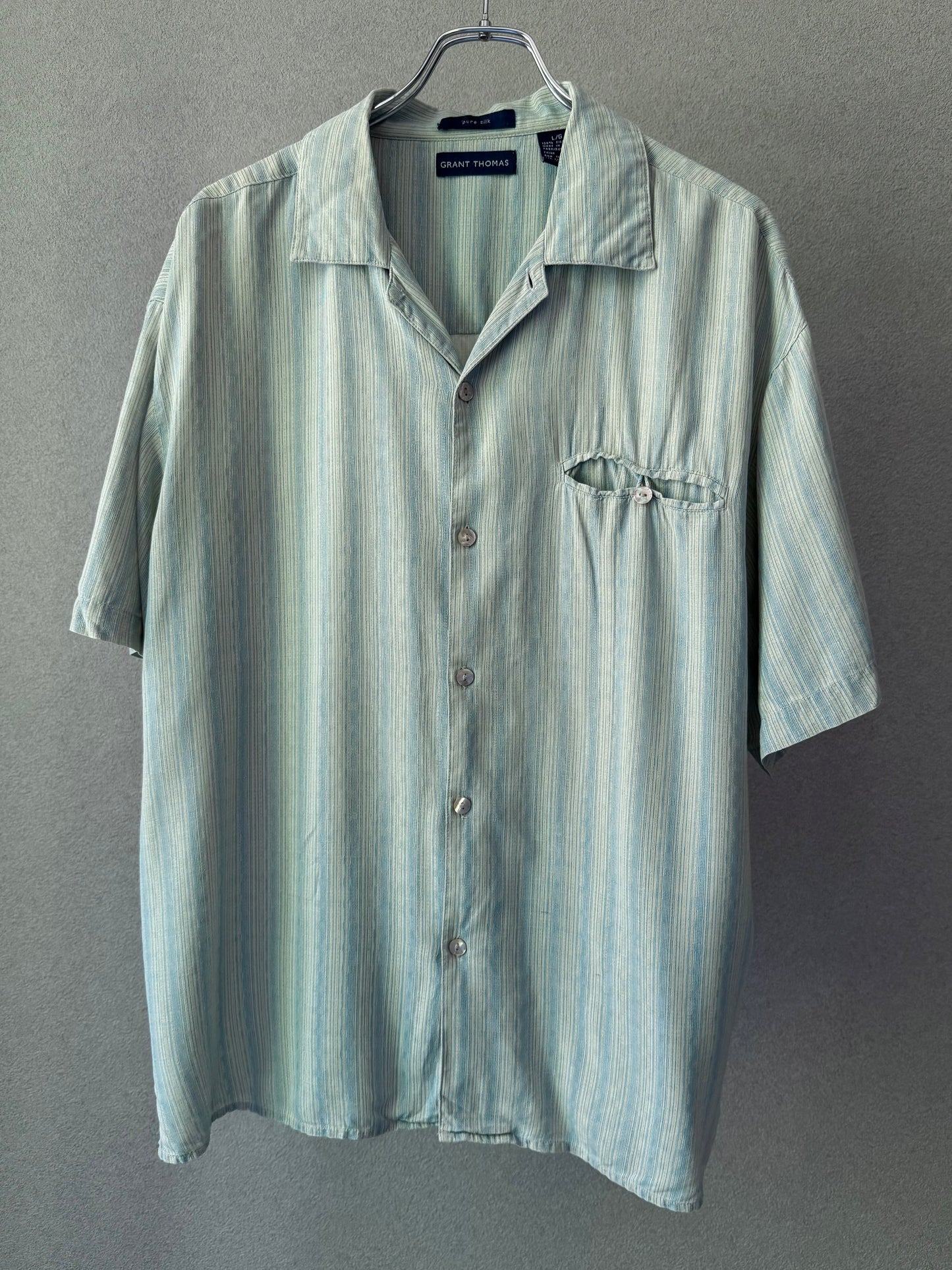 00's GRANT THOMAS silk open collar shirt