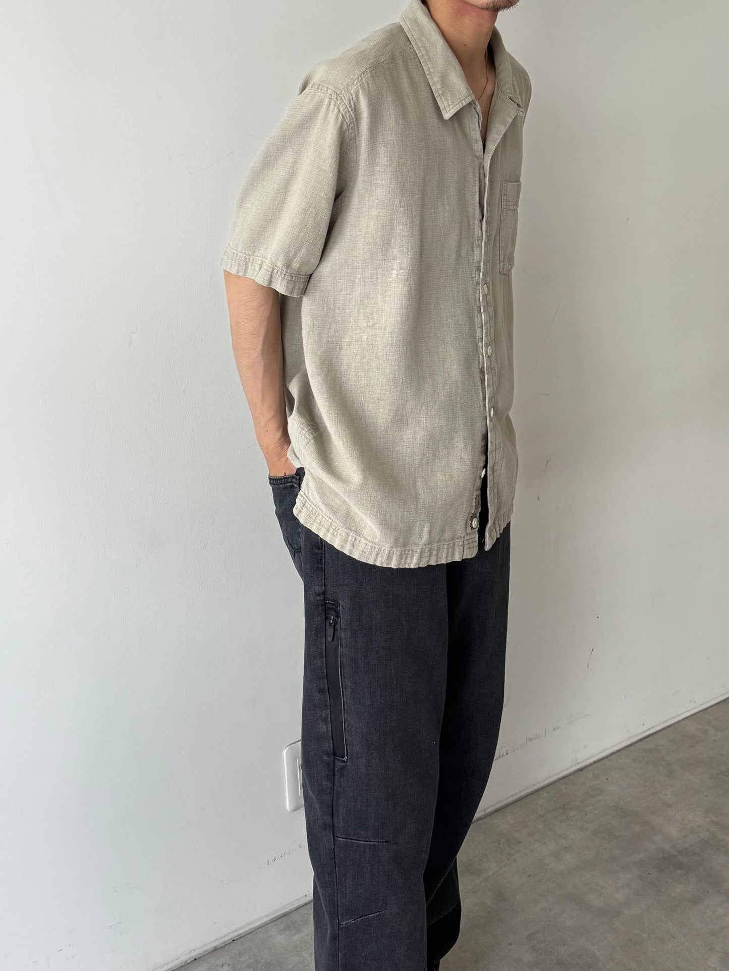 00's REI hemp open coller shirt