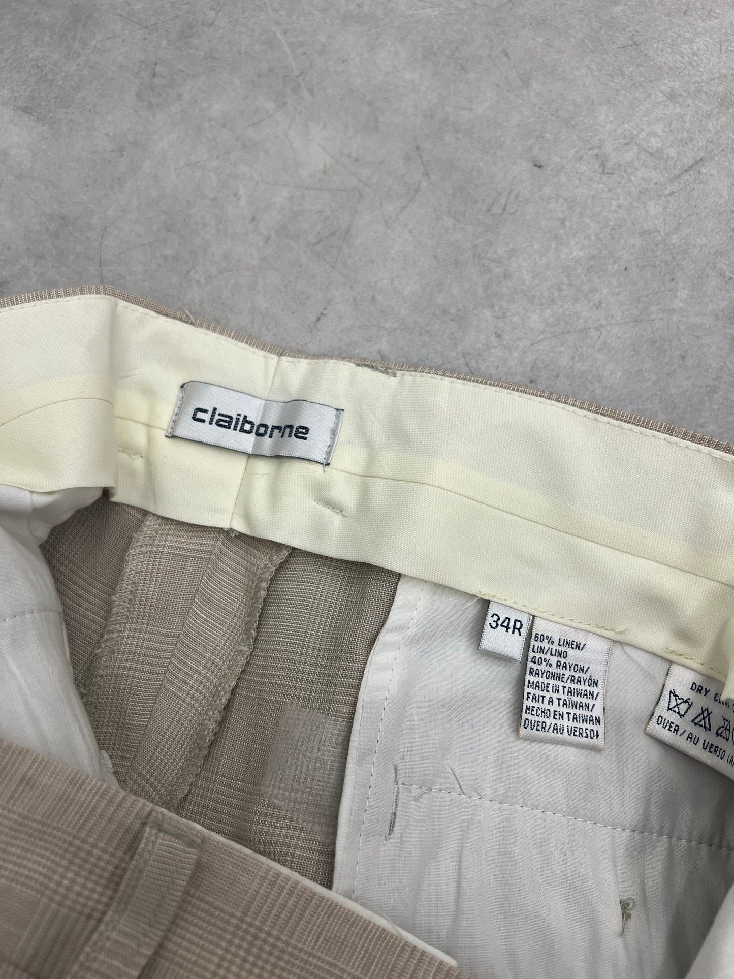 90's claibone check pattern linen slacks