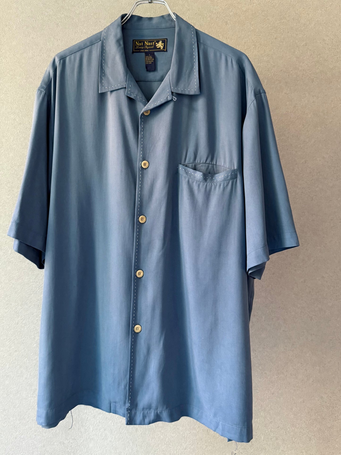 90's Nat Nast silk open collar shirt