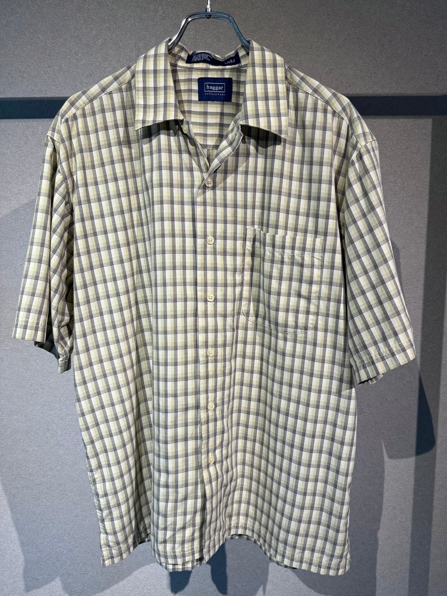 00's HAGGAR rayon open collar shirt