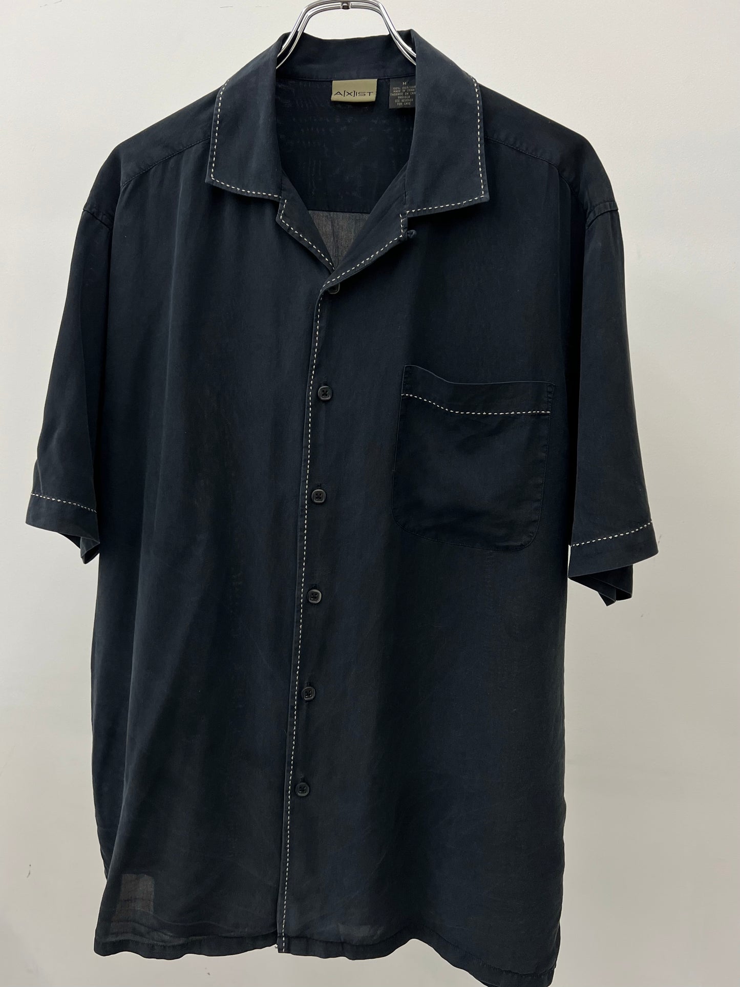 00's AXIST open collar silk shirt