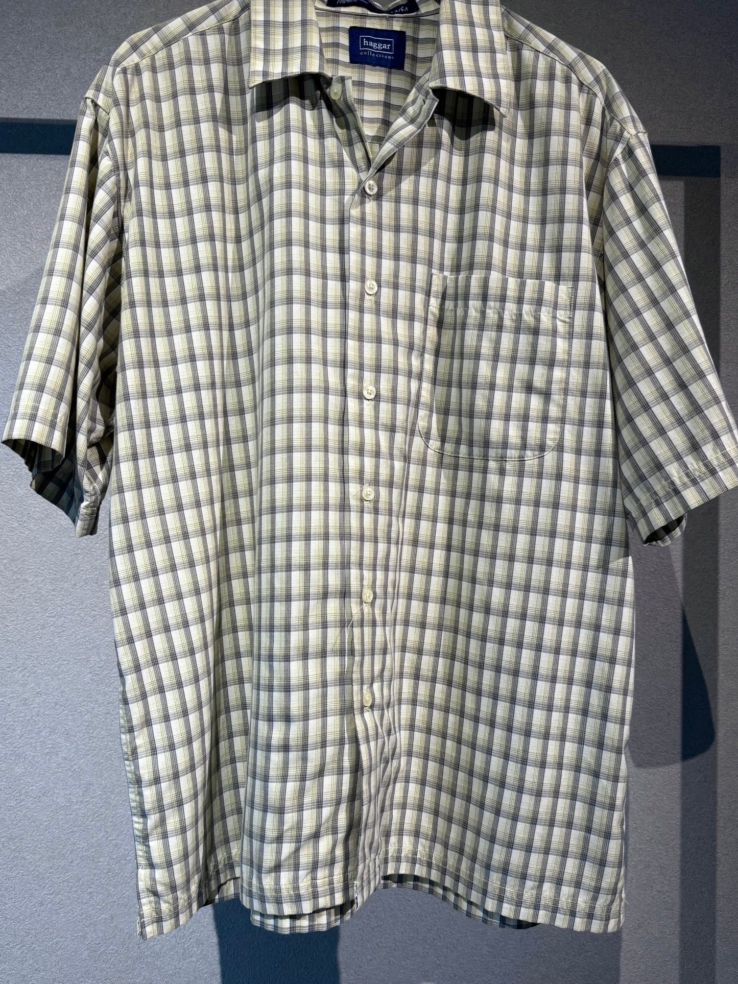 00's HAGGAR rayon open collar shirt
