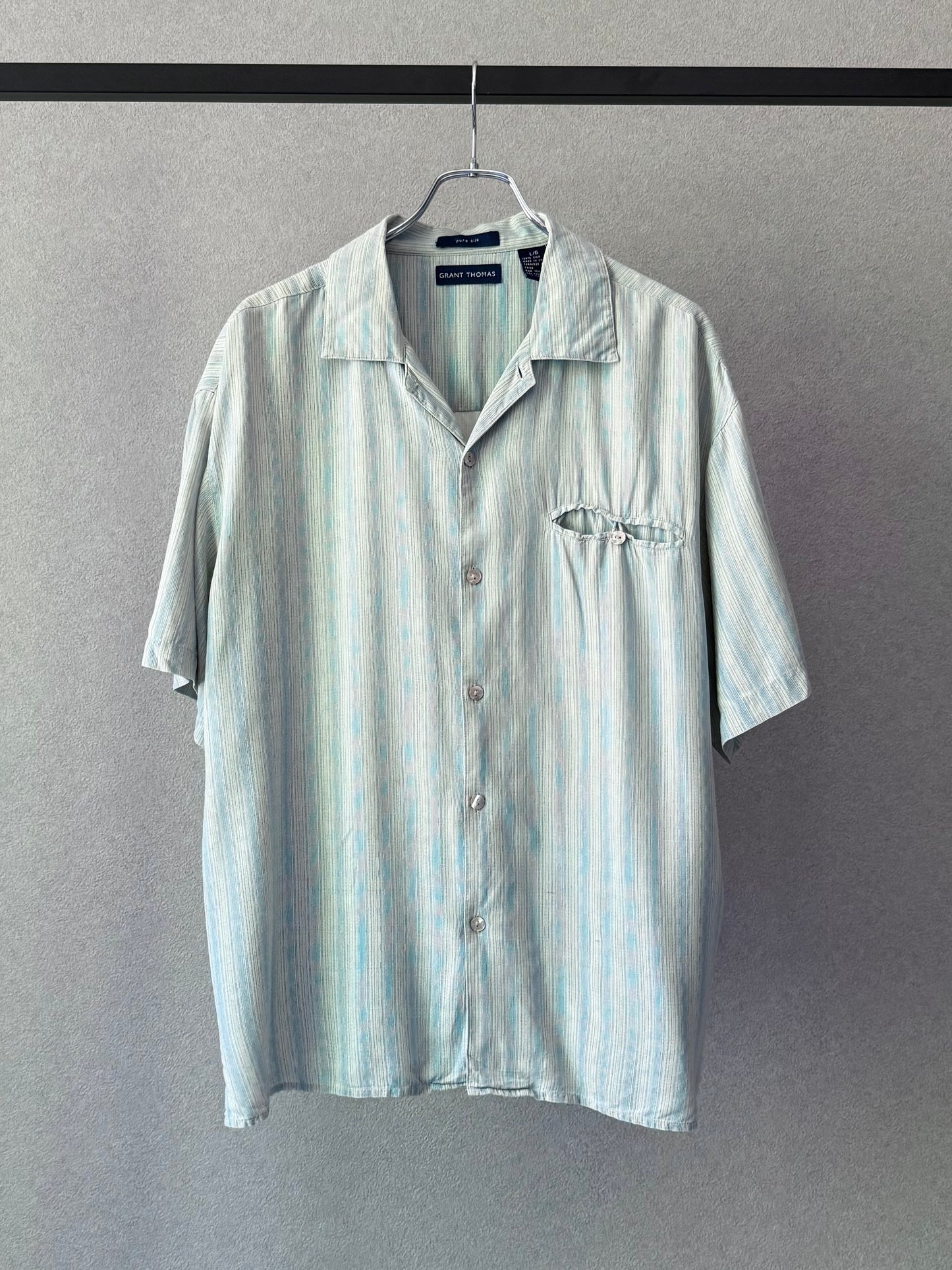 00's GRANT THOMAS silk open collar shirt