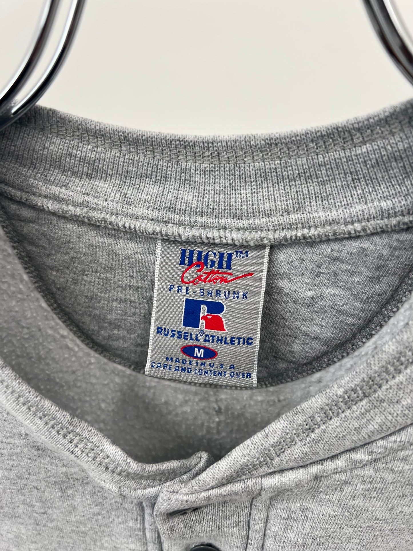 90's RUSSELL henry neck sweater "HIGH COTTON"