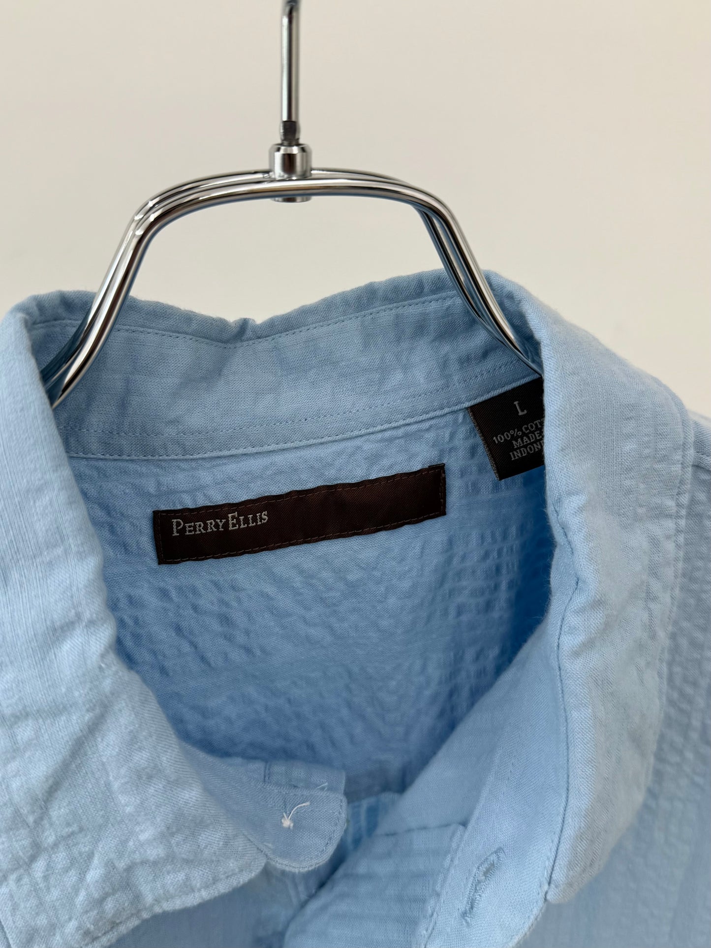 00's PERRY ELLIS seersucker shirt