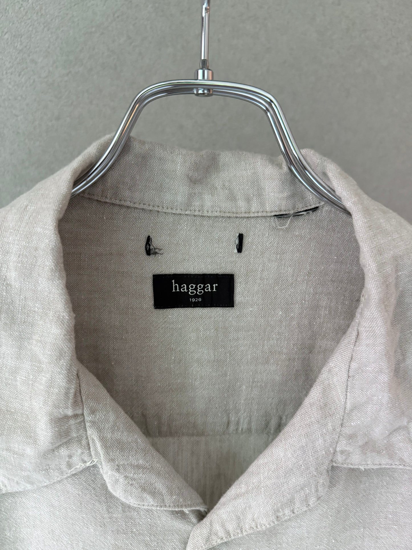 00's HAGGAR linen open collar shirt