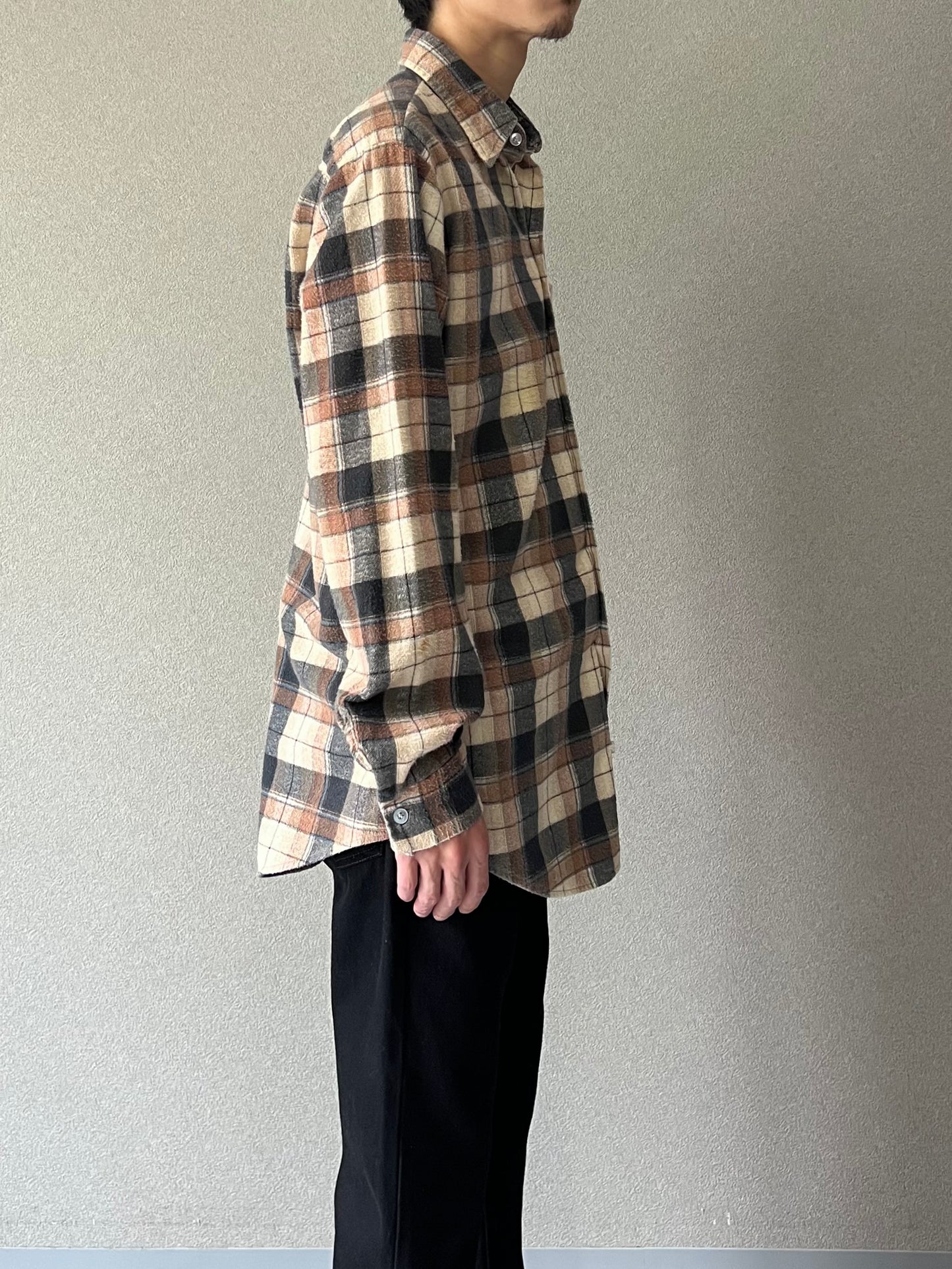 70's UNKNOWN print flannel shirt