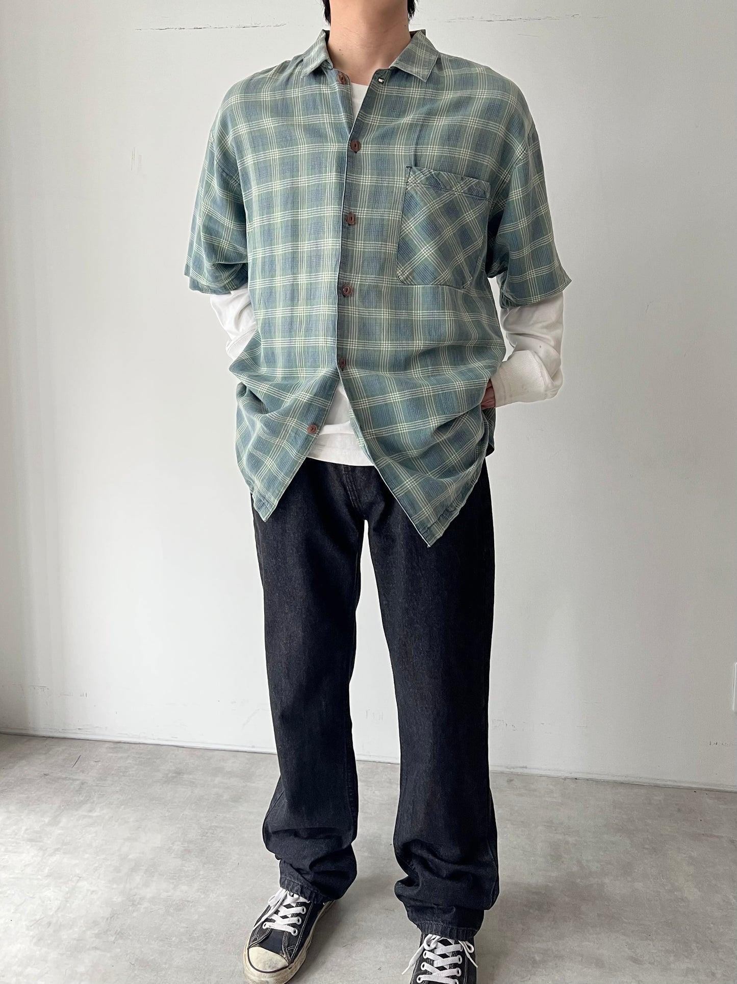 90's BUGLE BOY open collar shirt