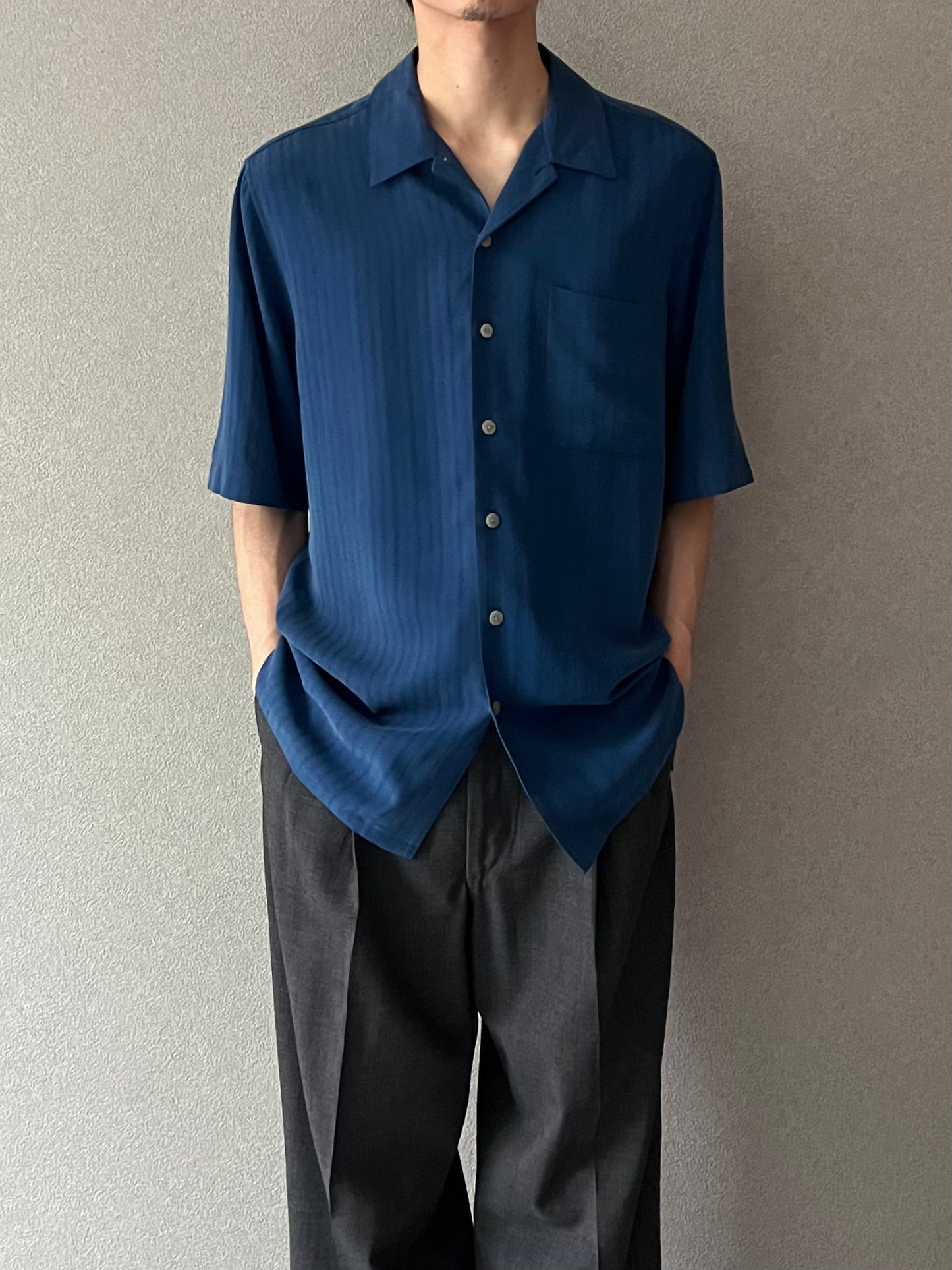 00's croft&barrow open collar silk shirt