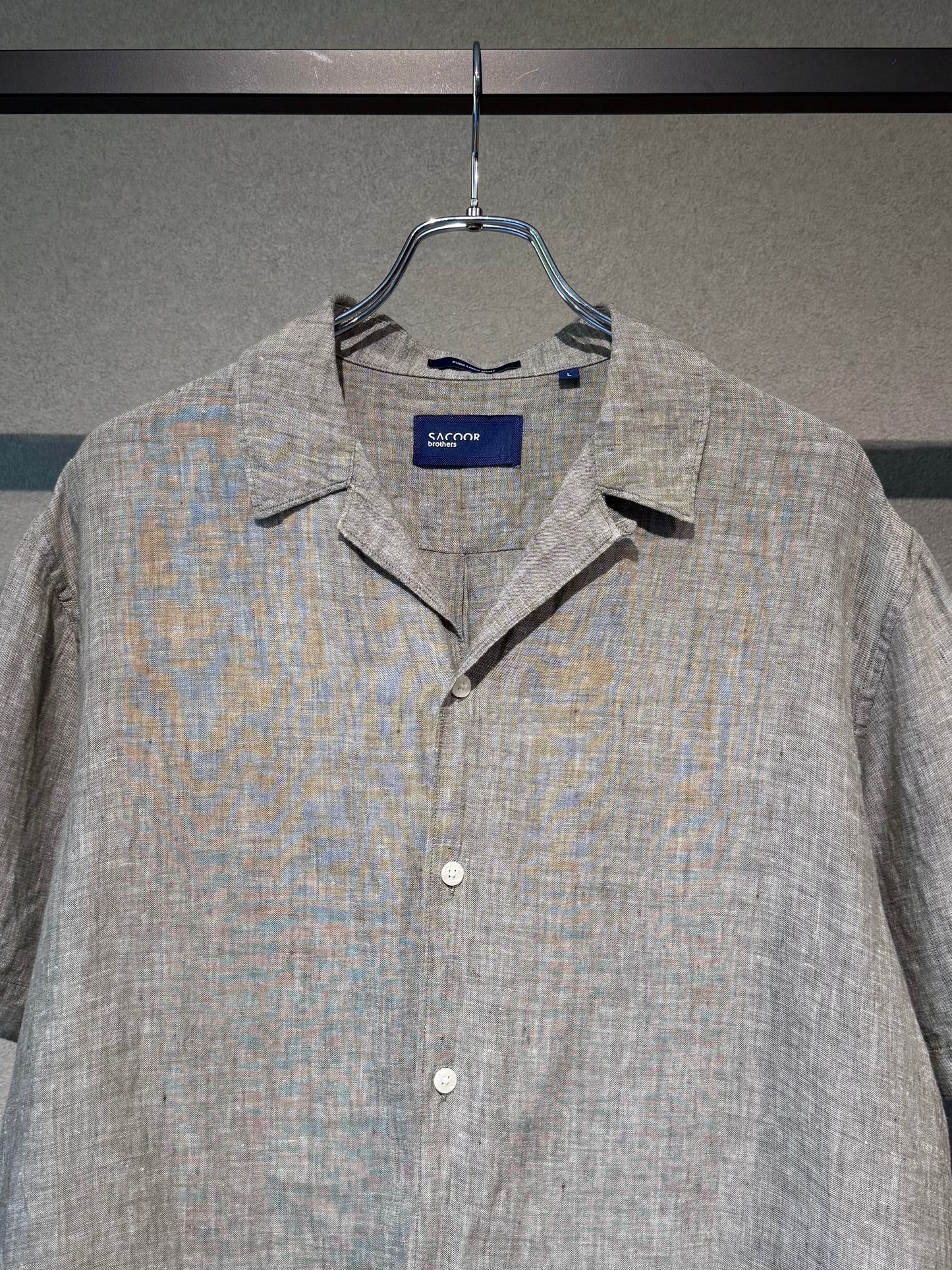 00's SACOOR brothers linen open collar shirt
