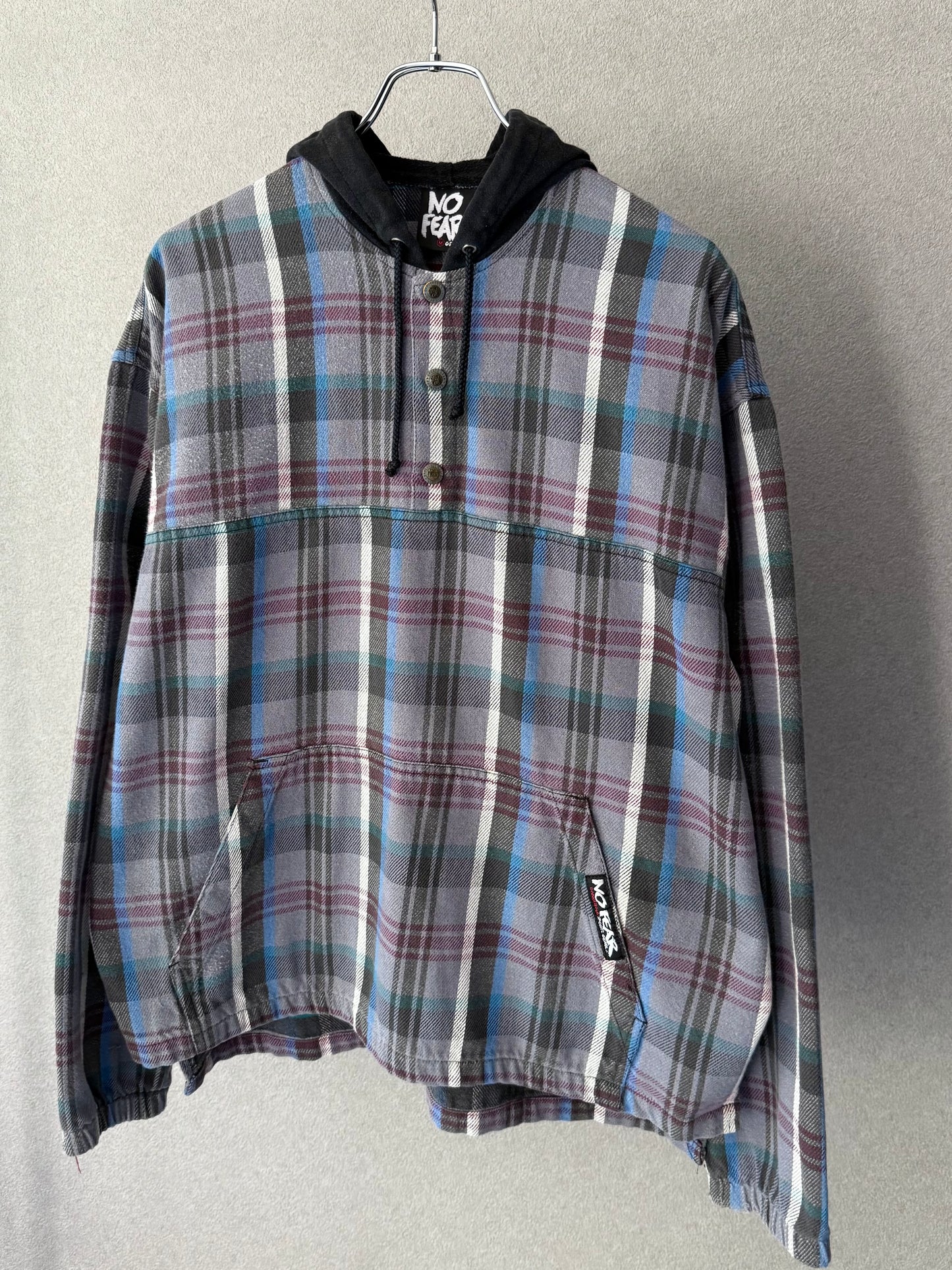 90's NO FEAR flannel pullover shirt "Made in USA"