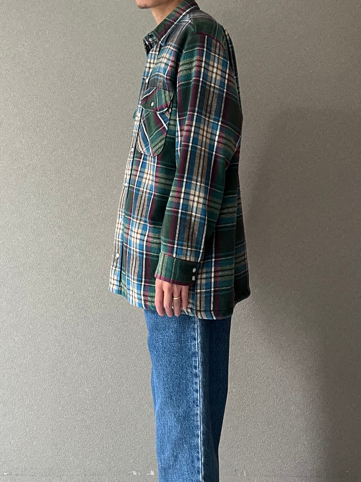 90's FIVE BROTHER quilting lining flannel shirt "Made in USA"