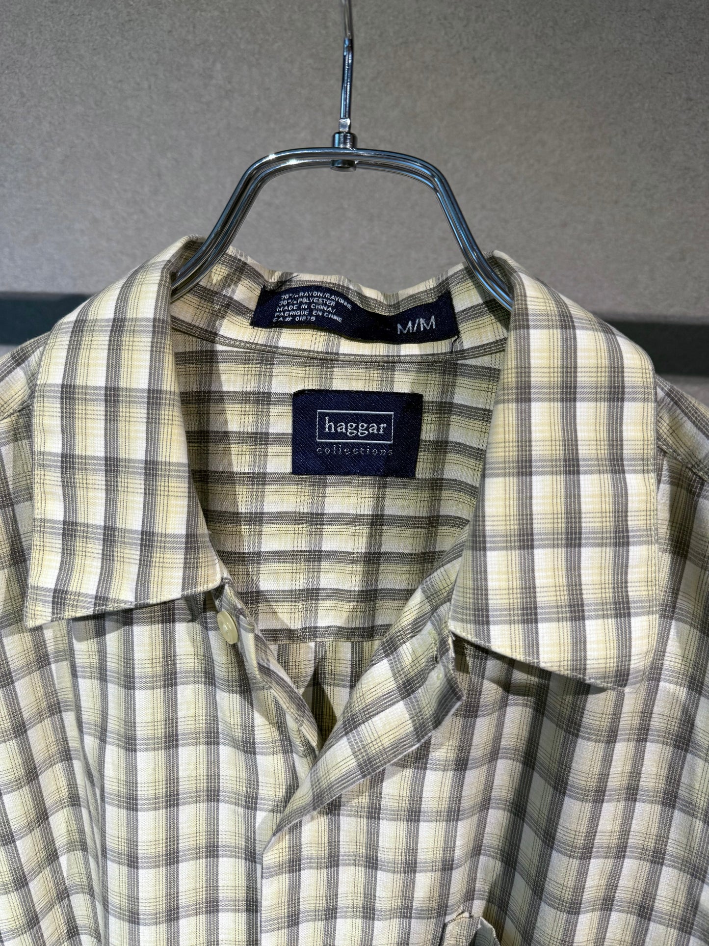 00's HAGGAR rayon open collar shirt