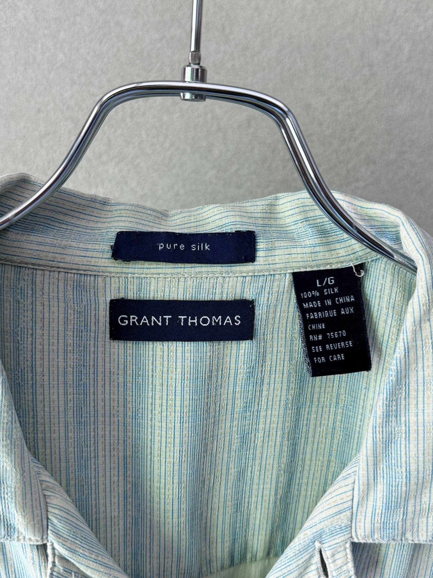 00's GRANT THOMAS silk open collar shirt