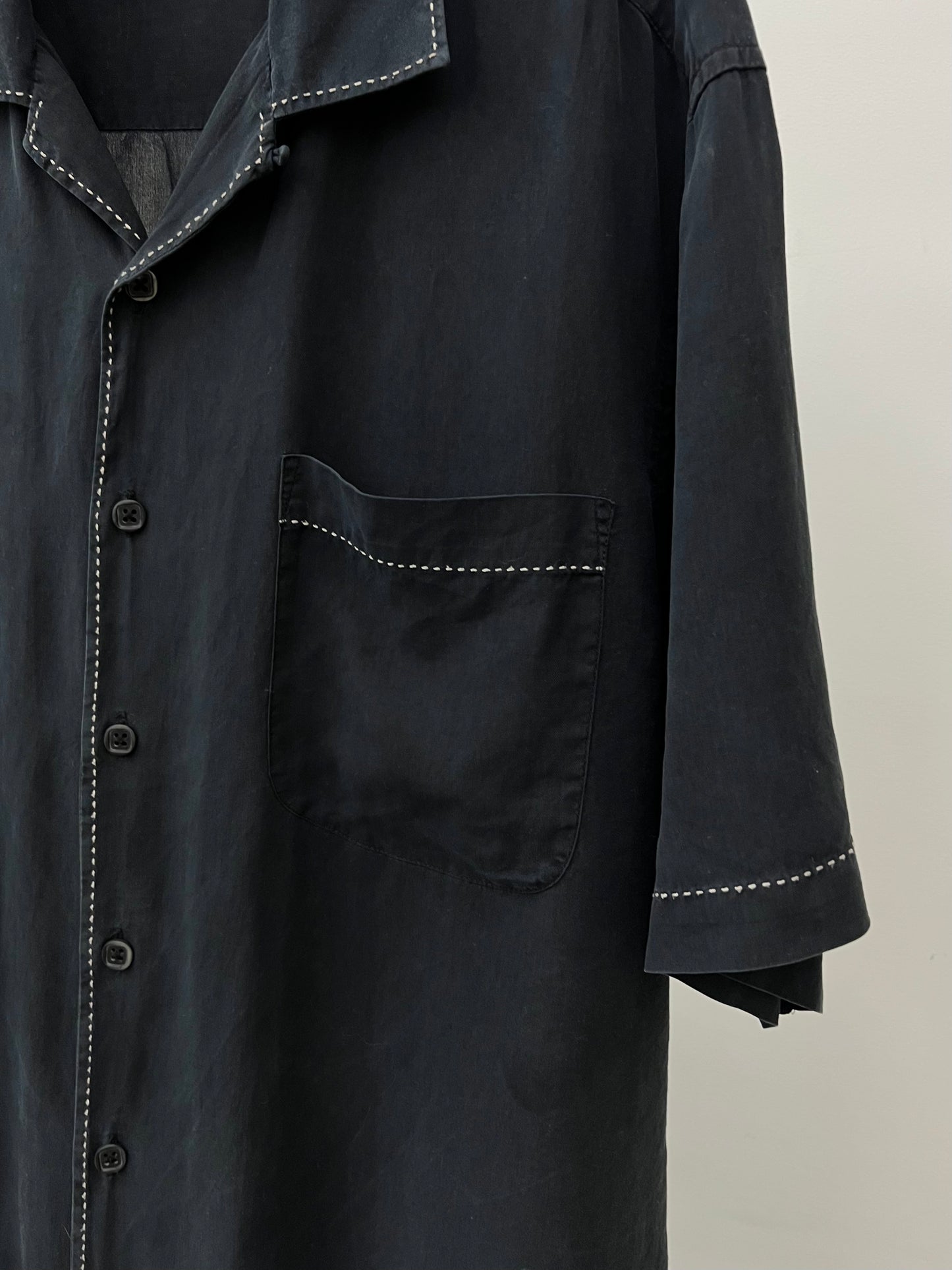 00's AXIST open collar silk shirt