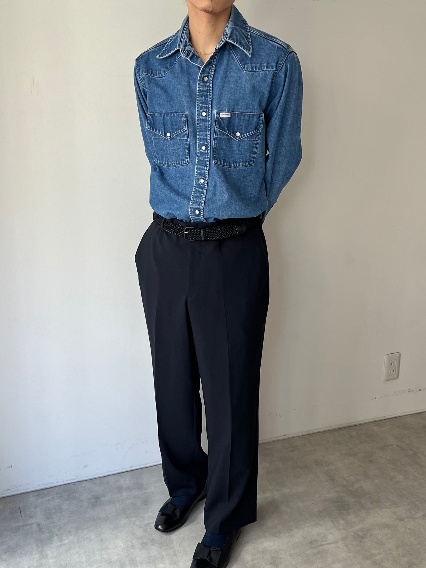 80's carhartt denim western shirt