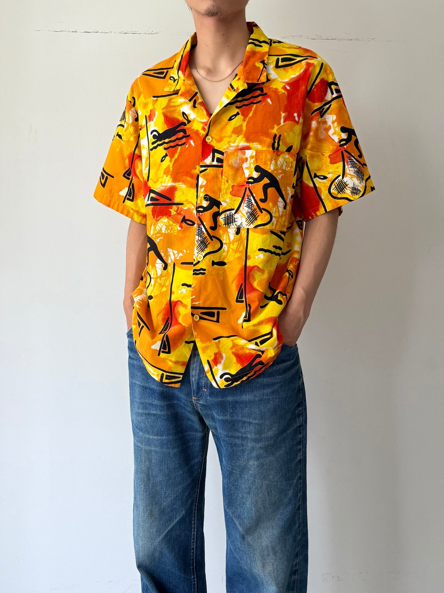 80's OCEAN PACIFIC open collar shirt "Made in USA"