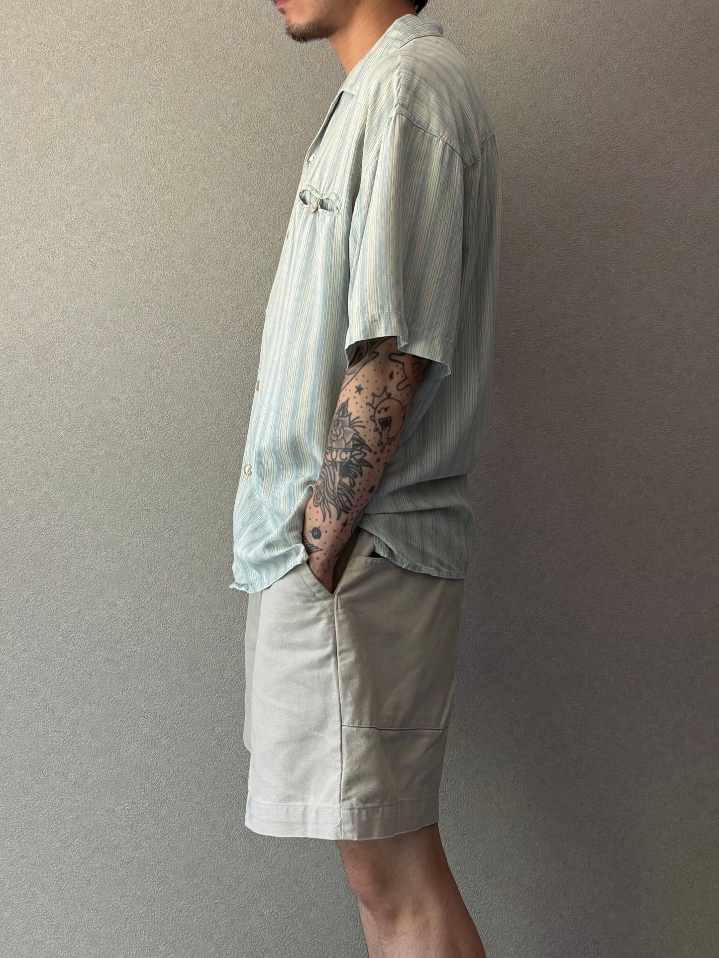 00's GRANT THOMAS silk open collar shirt