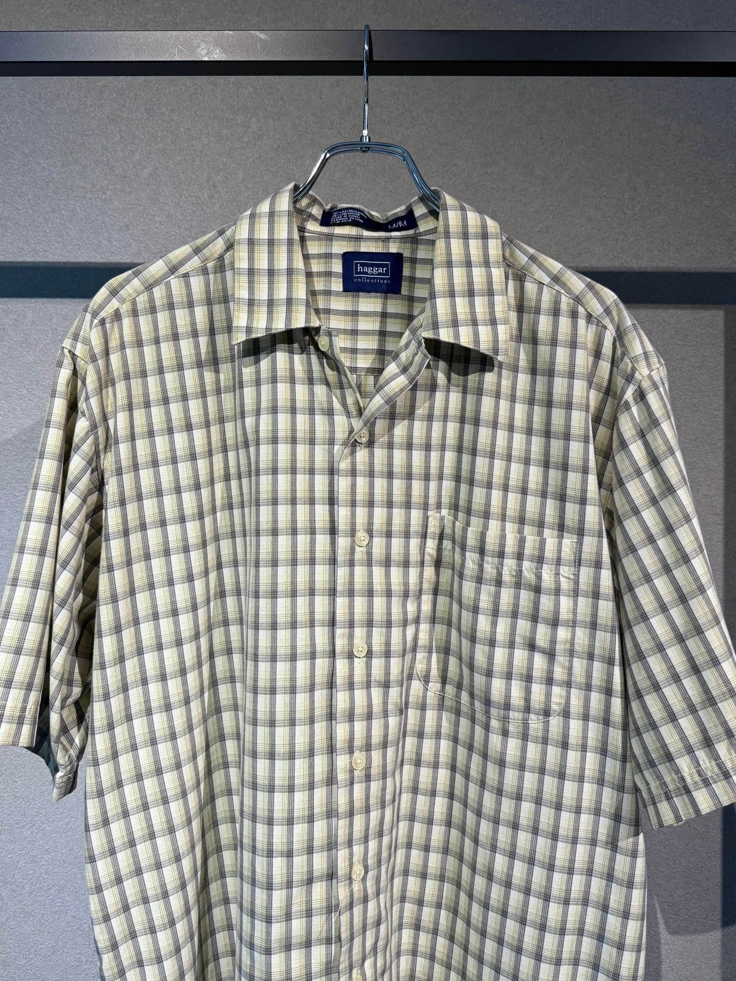 00's HAGGAR rayon open collar shirt
