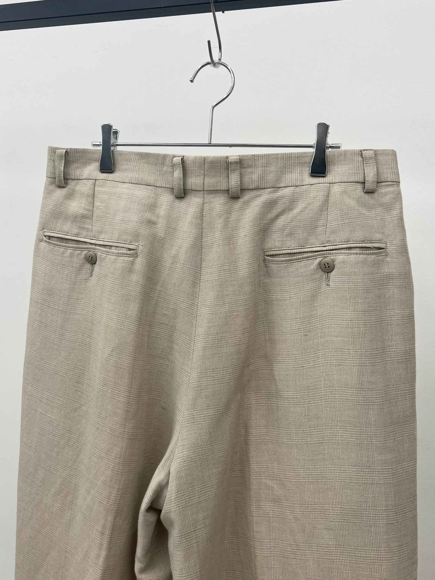 90's claibone check pattern linen slacks