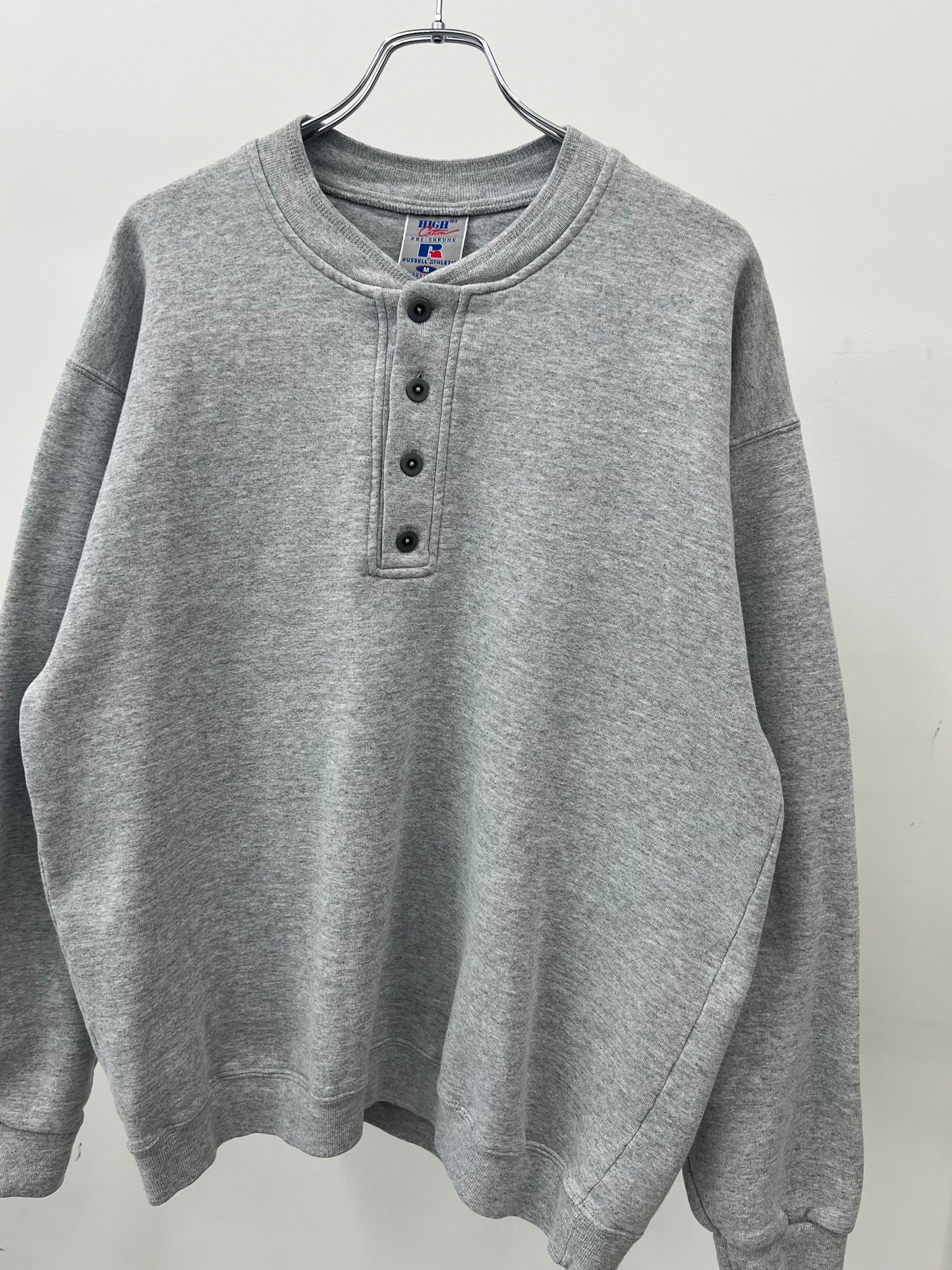 90's RUSSELL henry neck sweater "HIGH COTTON"