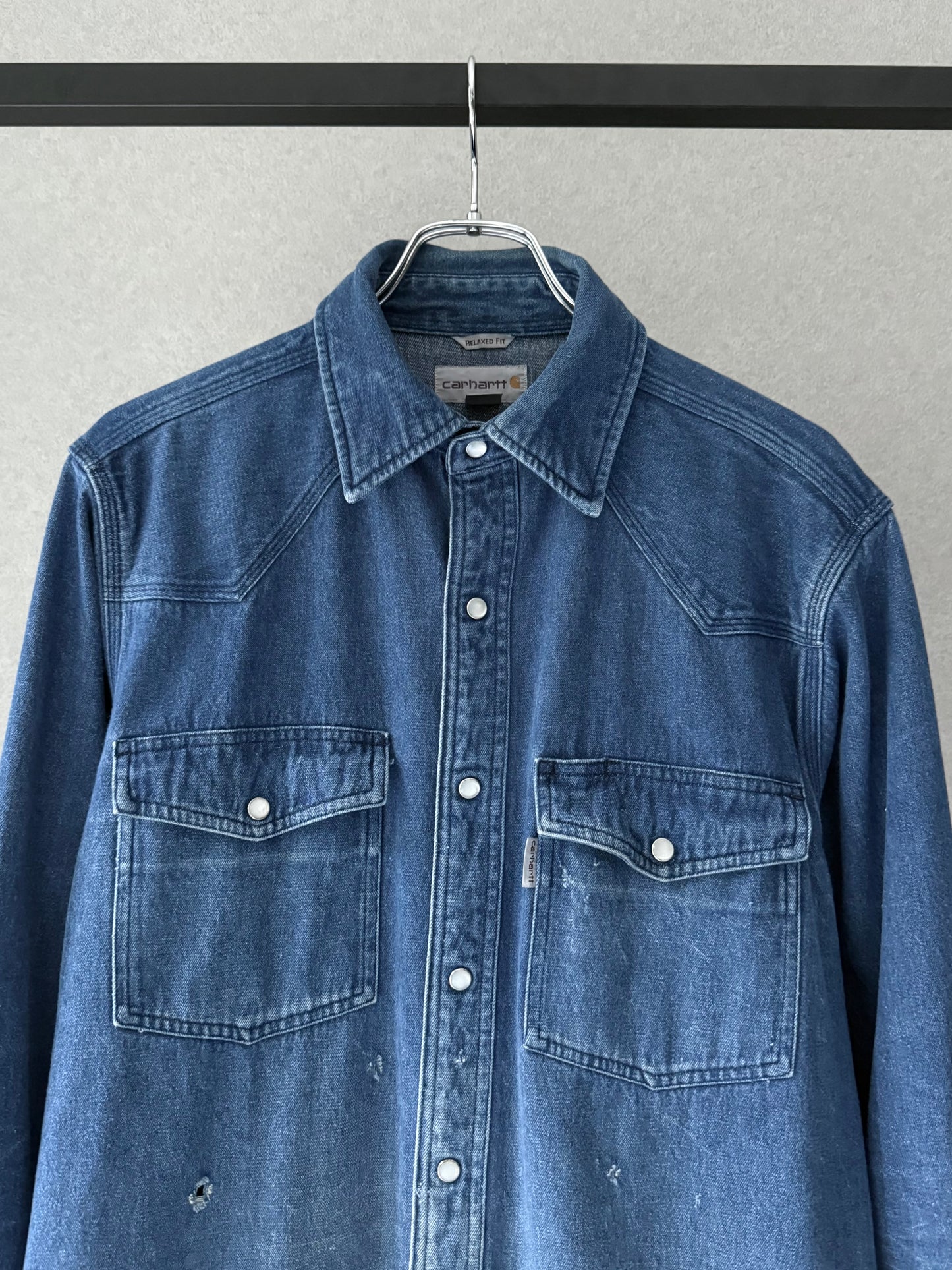 90's carhartt denim western shirt