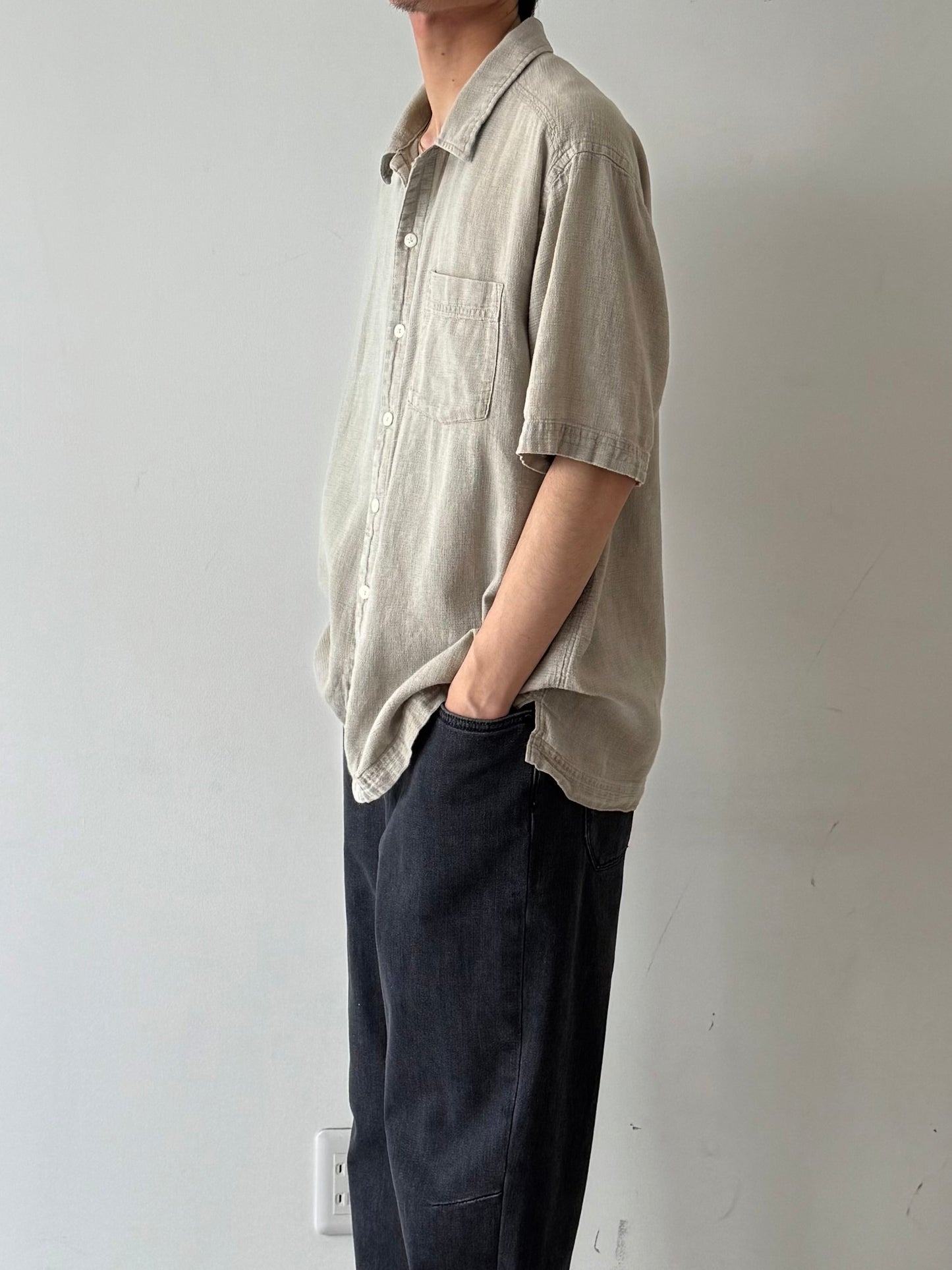 00's REI hemp open coller shirt