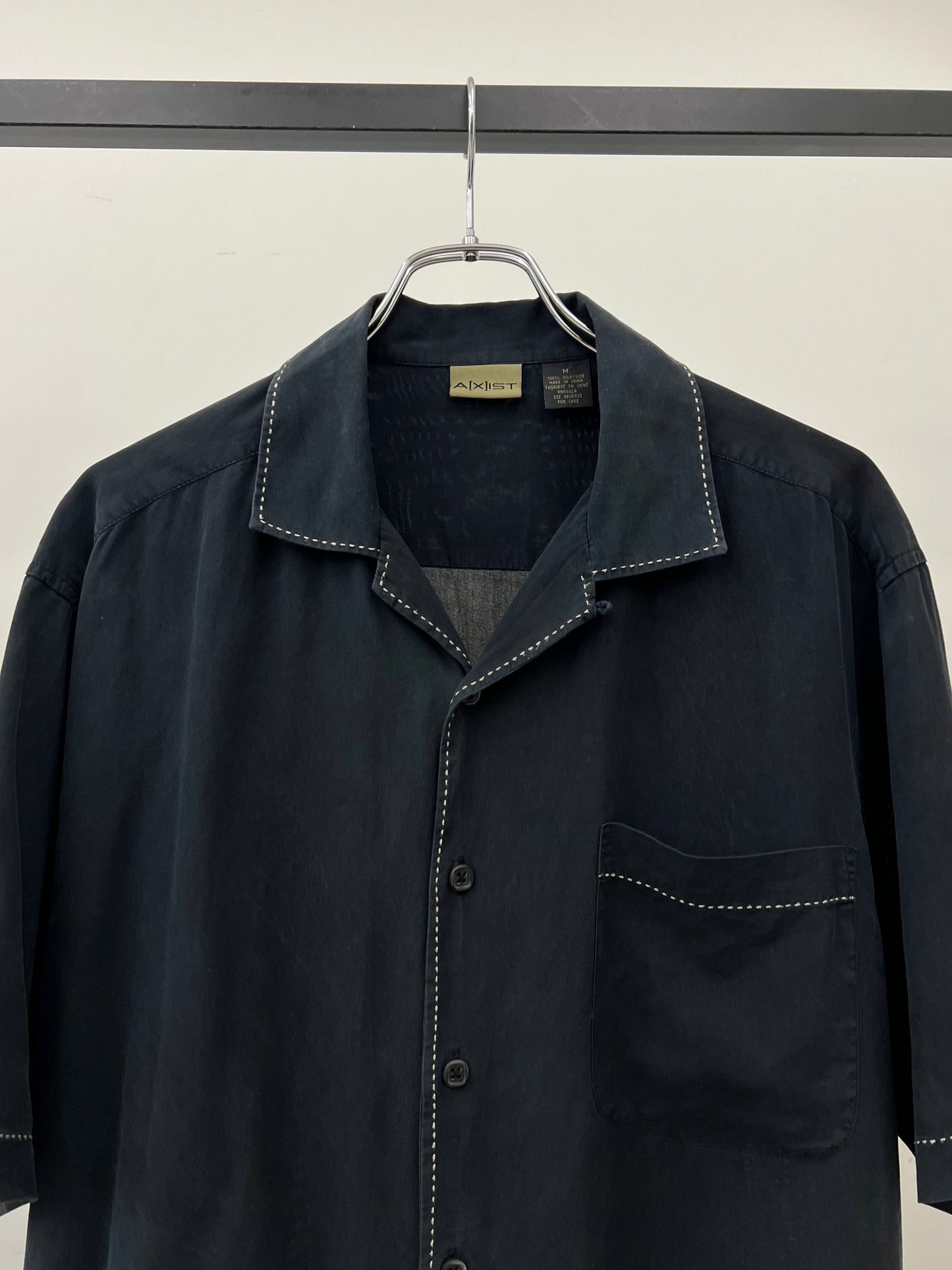 00's AXIST open collar silk shirt