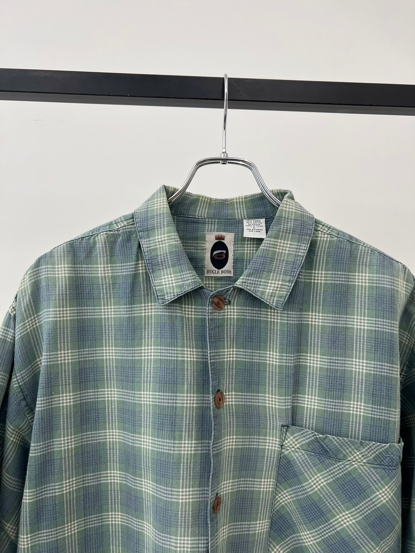 90's BUGLE BOY open collar shirt