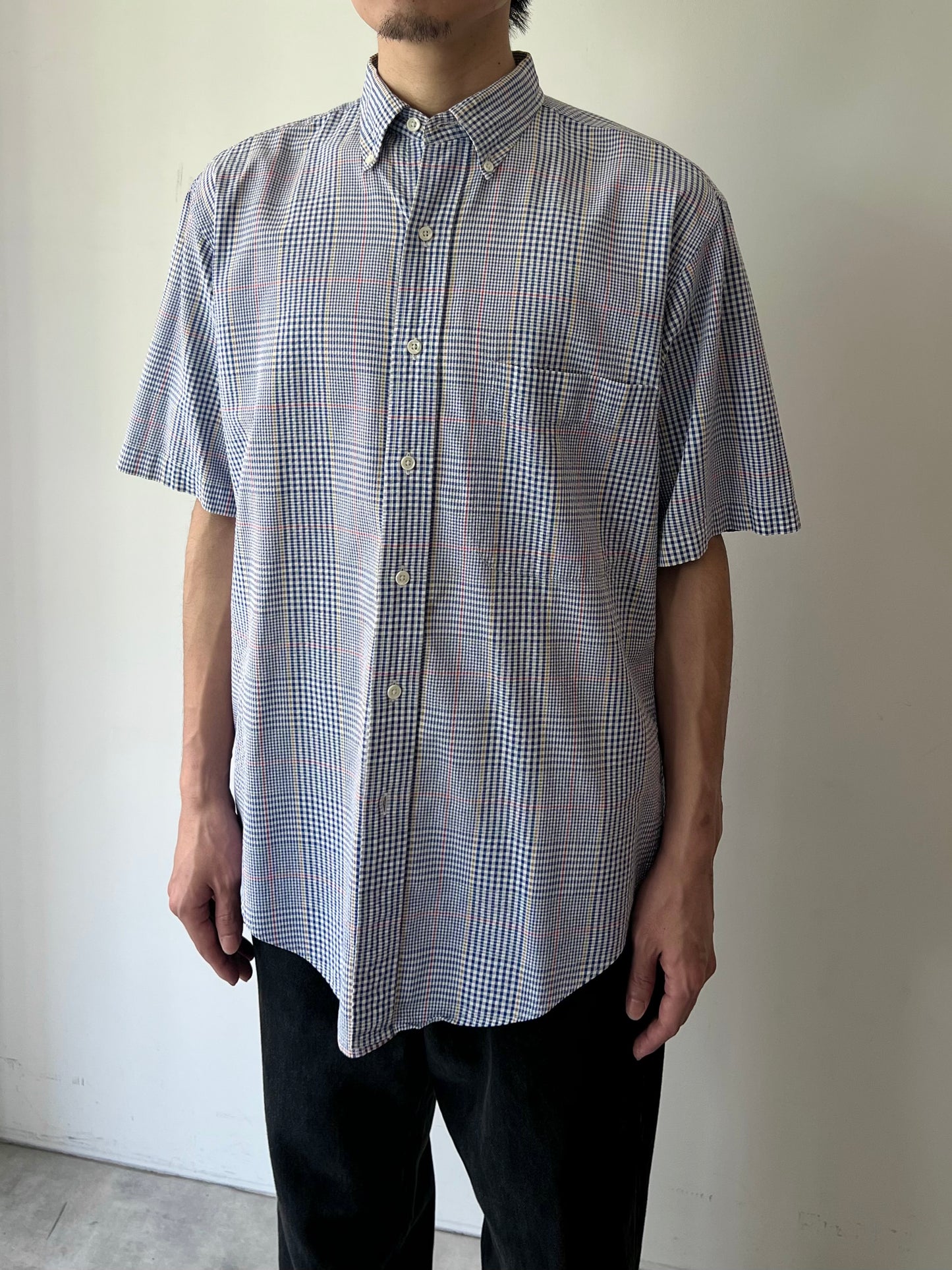 90's LANDS' END S/S seersucker shirt