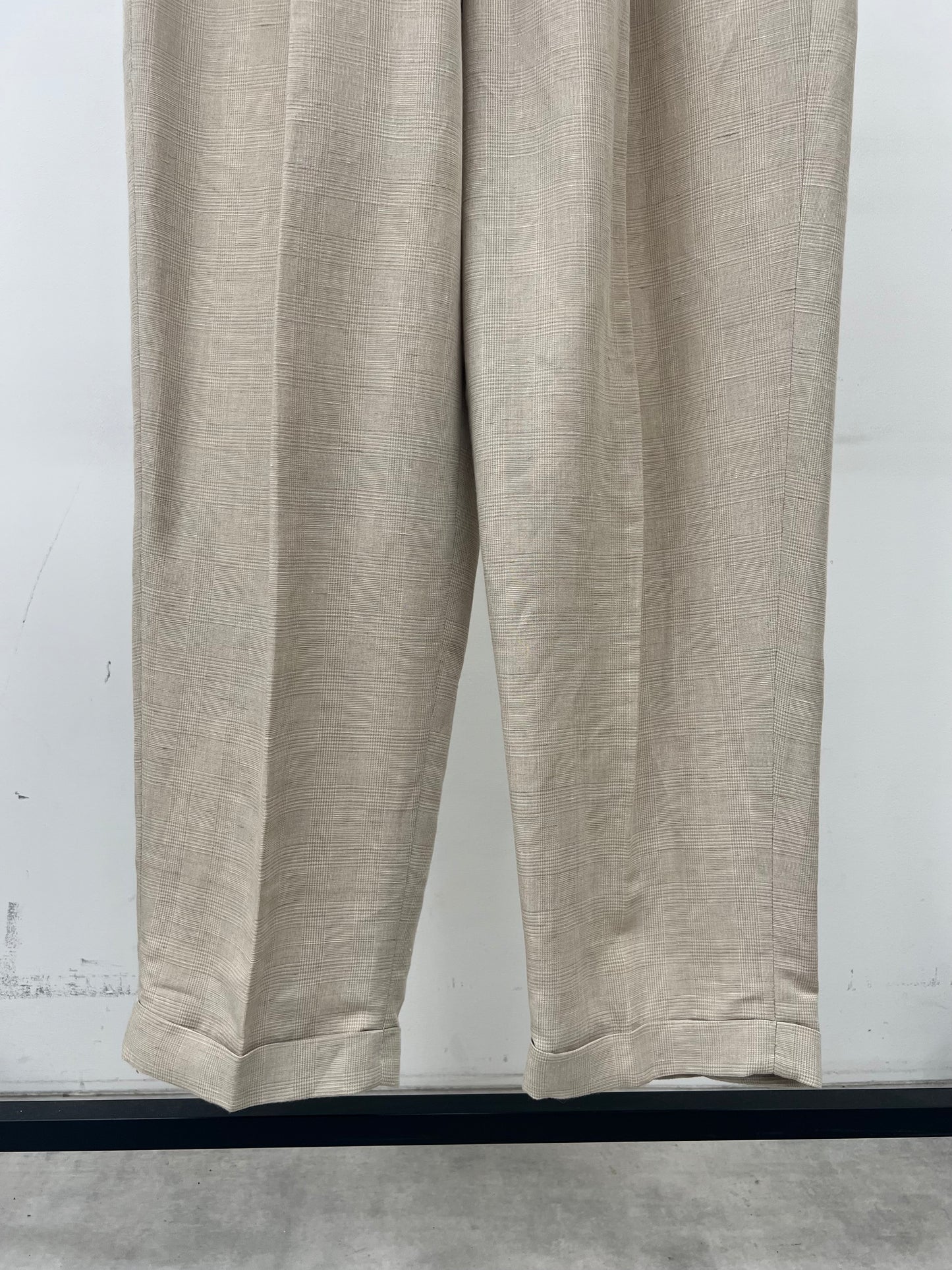 90's claibone check pattern linen slacks