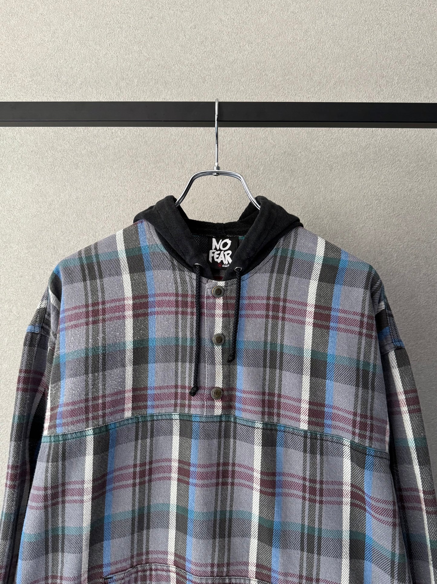 90's NO FEAR flannel pullover shirt "Made in USA"