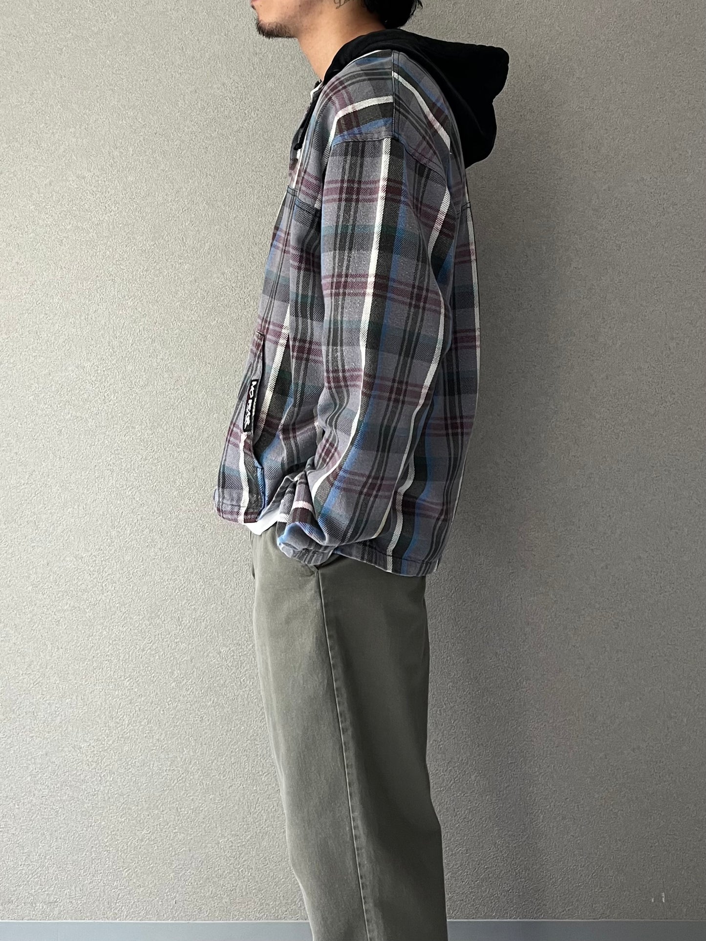 90's NO FEAR flannel pullover shirt "Made in USA"