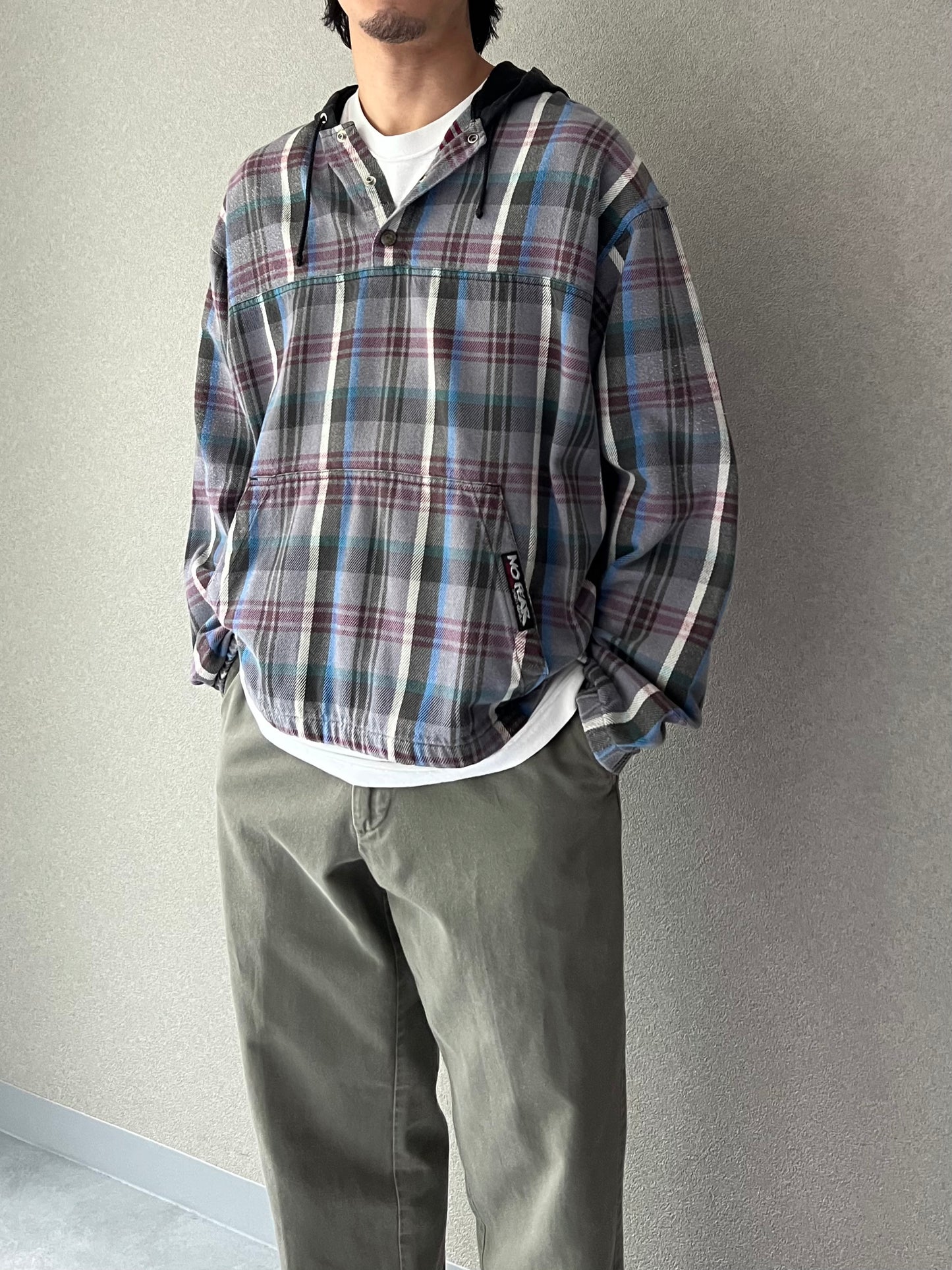 90's NO FEAR flannel pullover shirt "Made in USA"