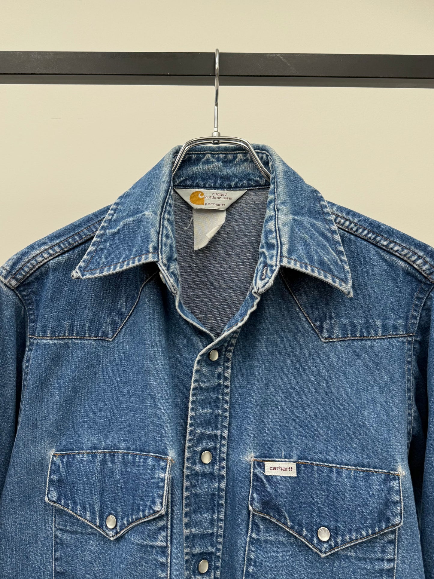 80's carhartt denim western shirt