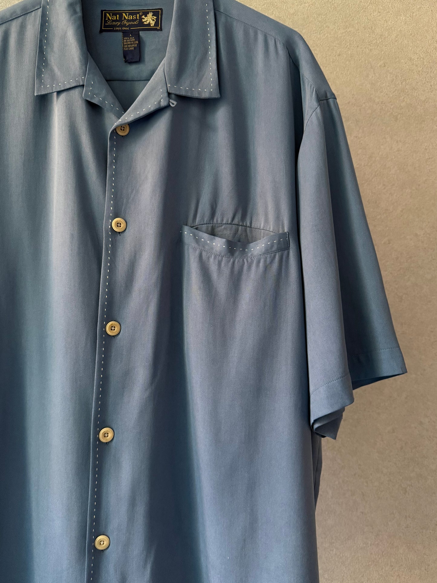 90's Nat Nast silk open collar shirt