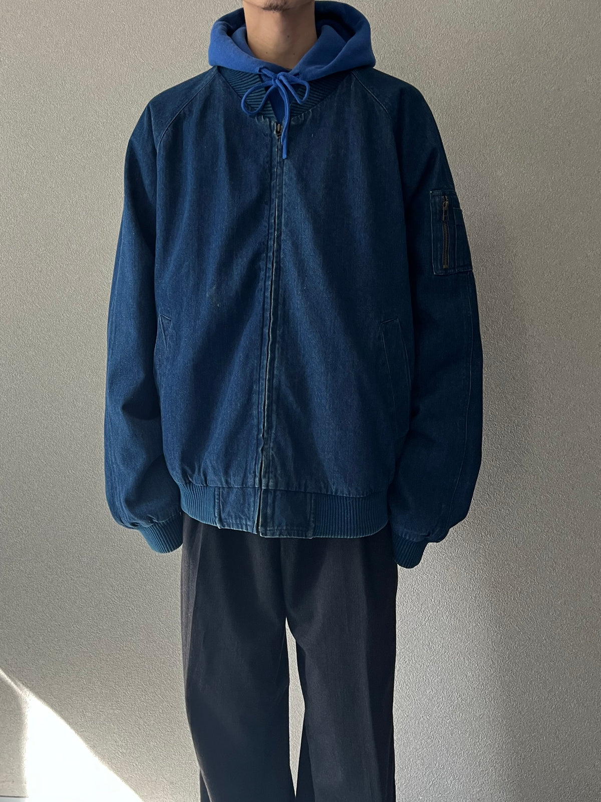 80's Eddie Bauer MA-1 style denim jacket