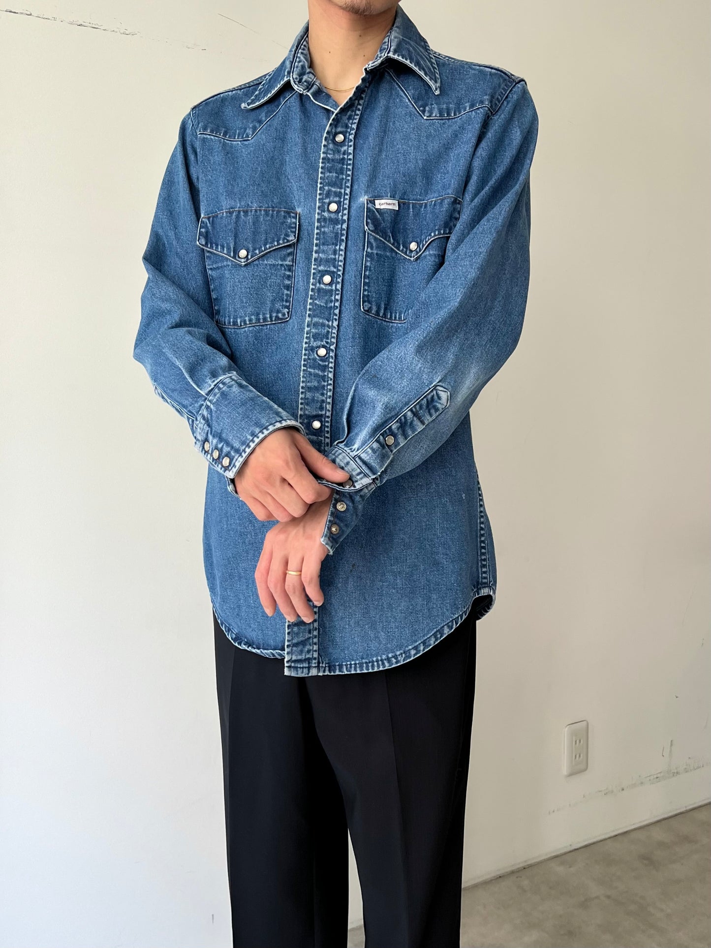 80's carhartt denim western shirt