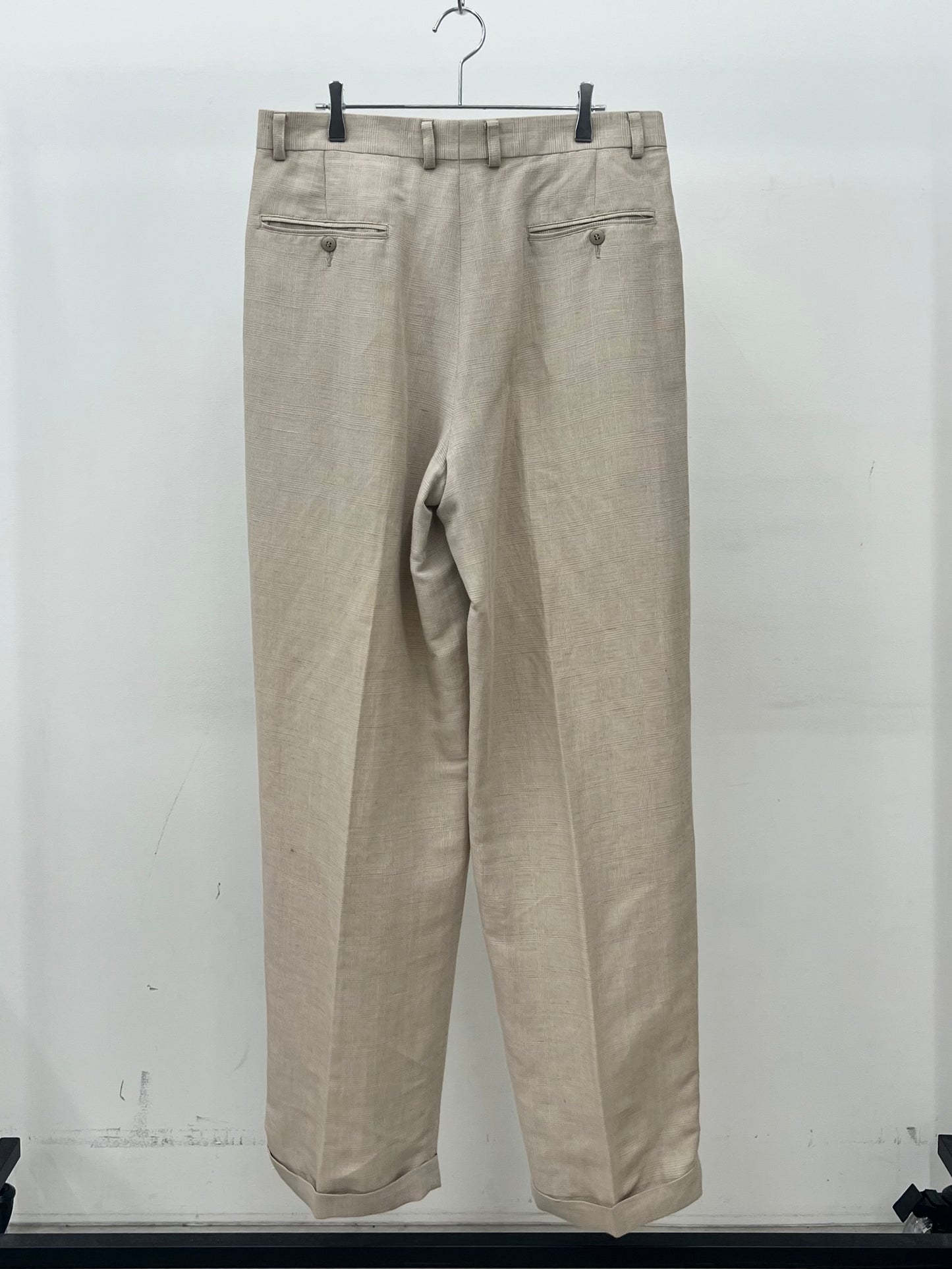 90's claibone check pattern linen slacks
