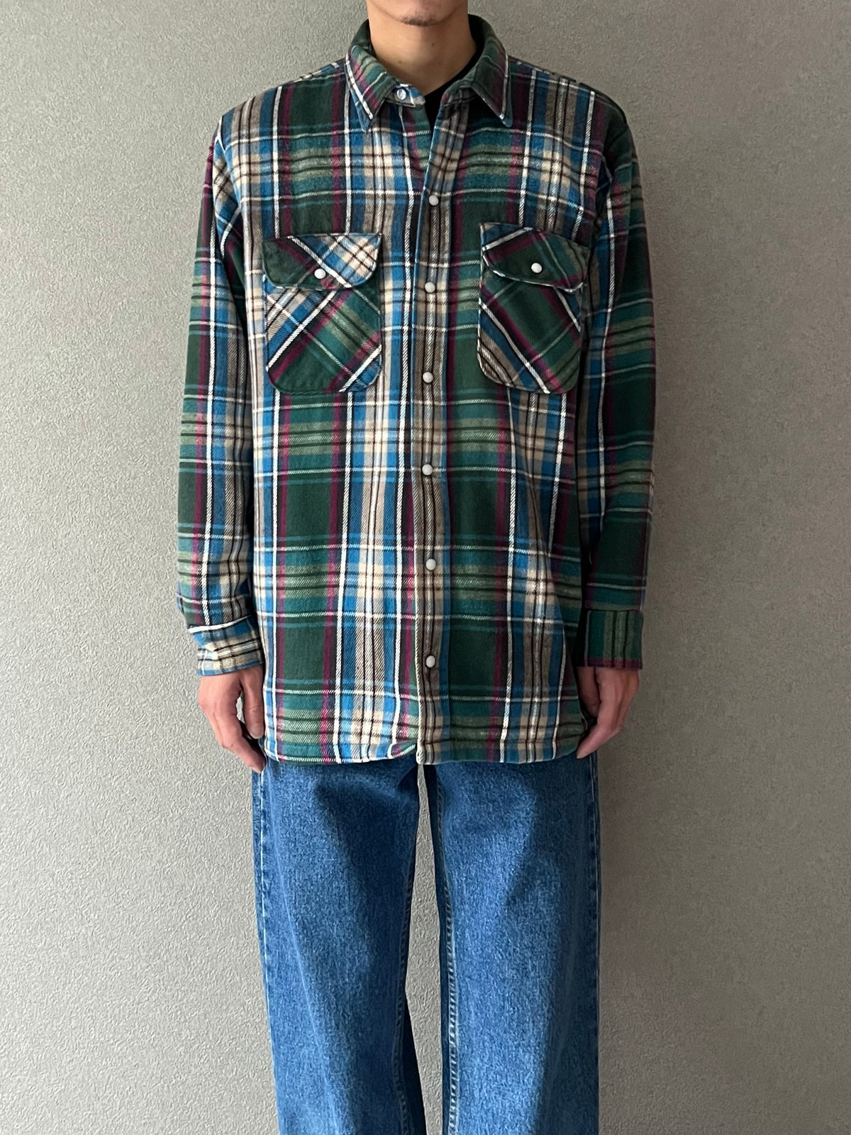 90's FIVE BROTHER quilting lining flannel shirt "Made in USA"