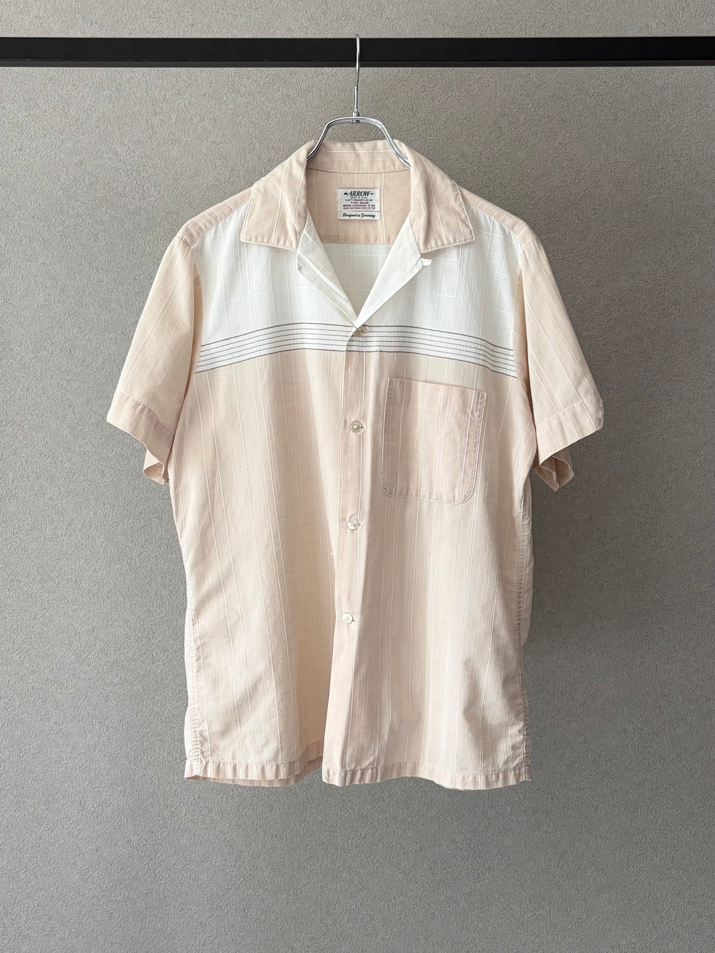 60's ARROW vintage open collar shirt "Made in USA"