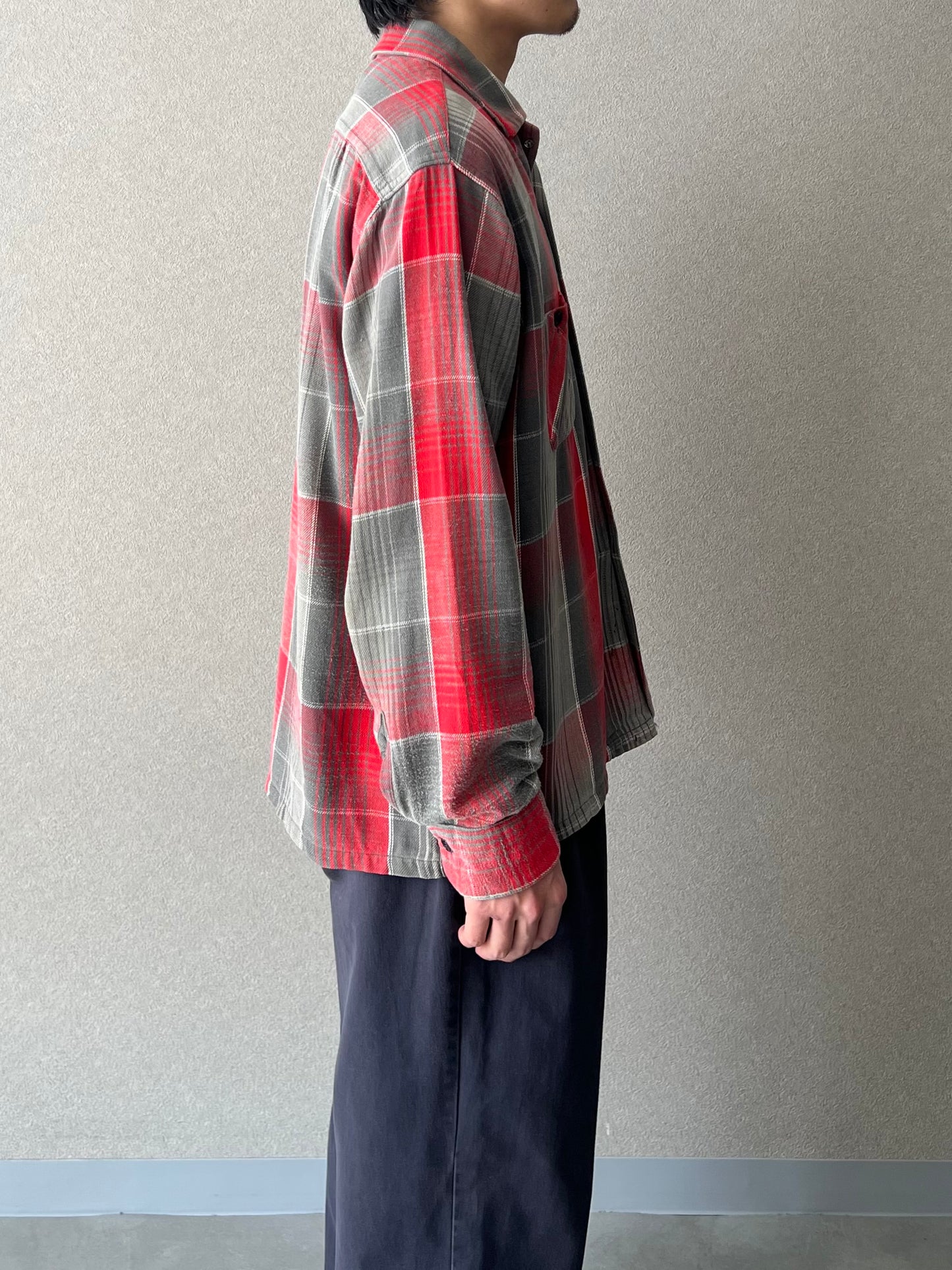 60's PILGRIM open collar flannel shirt